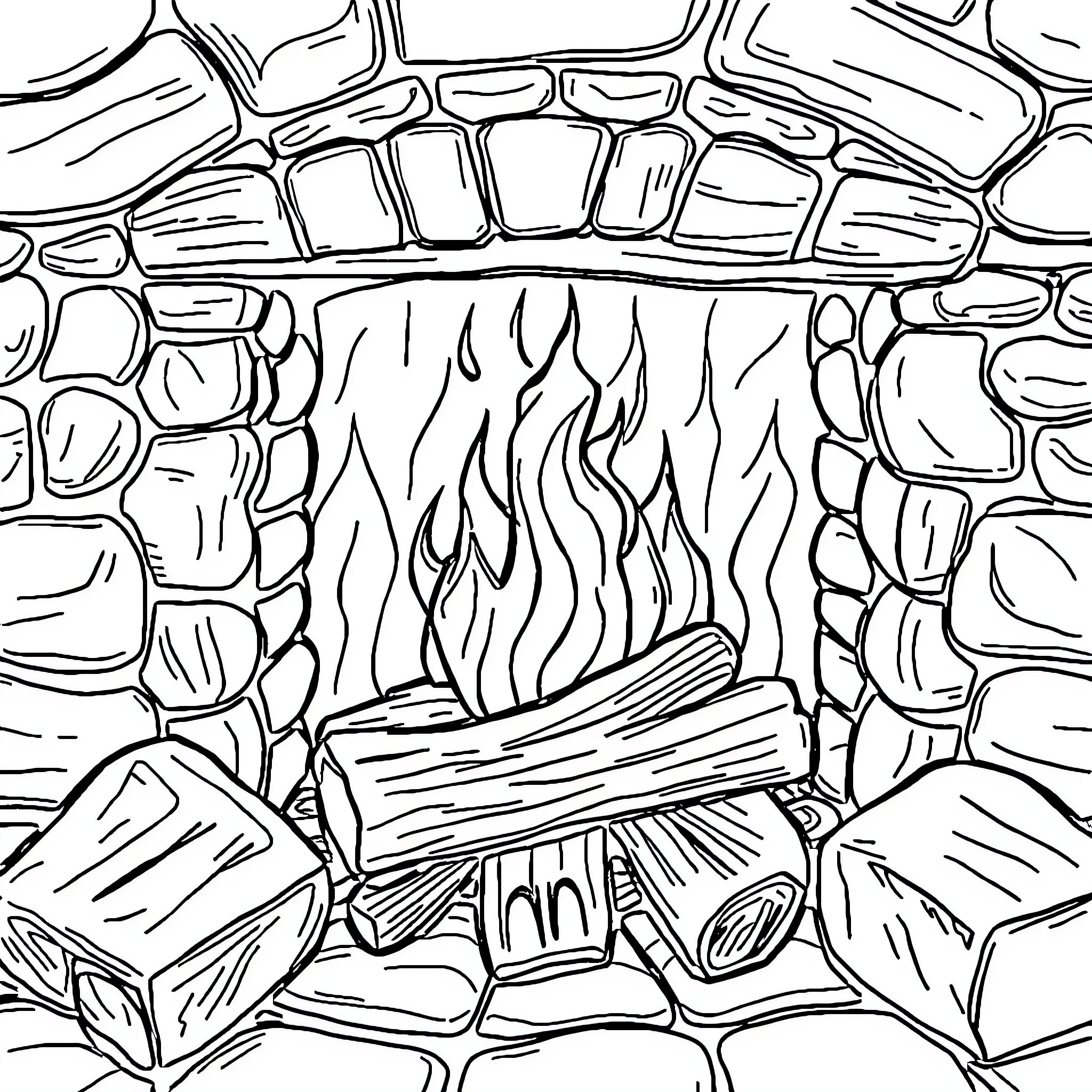 Heart of the Fireplace: Warm and Cozy Coloring Page (free black-and-white line drawing printable PDF for all, from beginners to advanced learners, including children, teens, adults, and seniors)