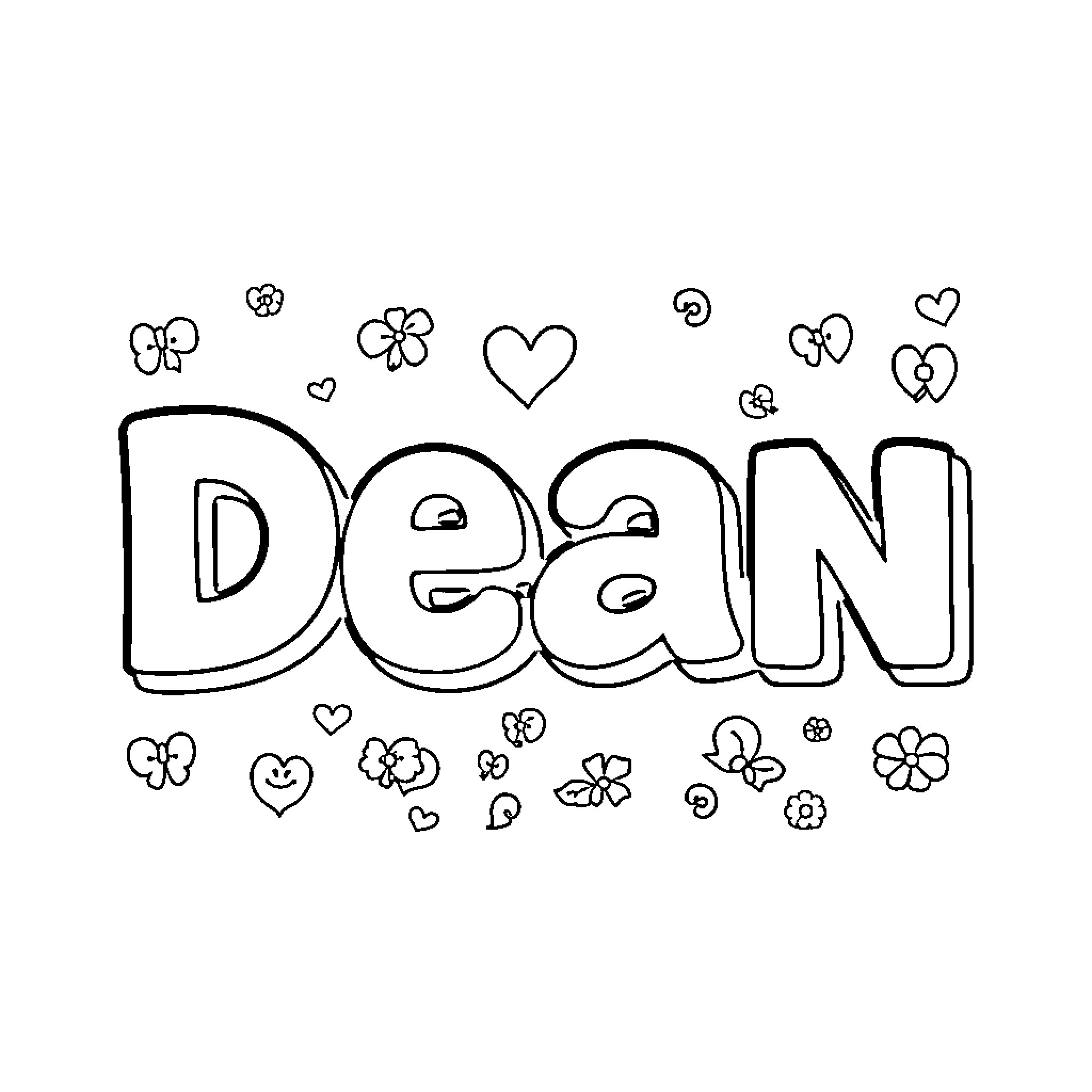 ABC Heart-shaped Dean coloring page Coloring Page (free black-and-white line drawing printable PDF for all, from beginners to advanced learners, including children, teens, adults, and seniors)