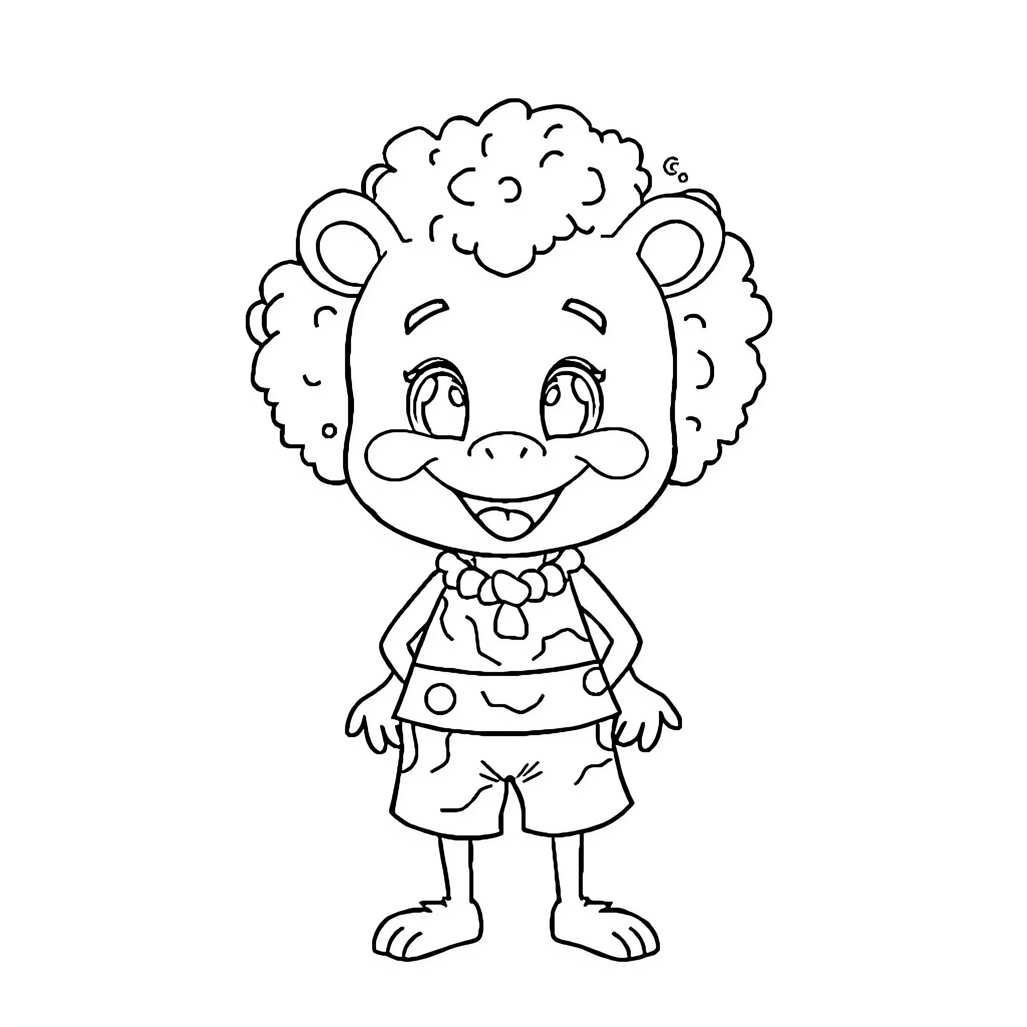 Labubu the Playful Character Coloring Page (free black-and-white line drawing printable PDF for all, from beginners to advanced learners, including children, teens, adults, and seniors)