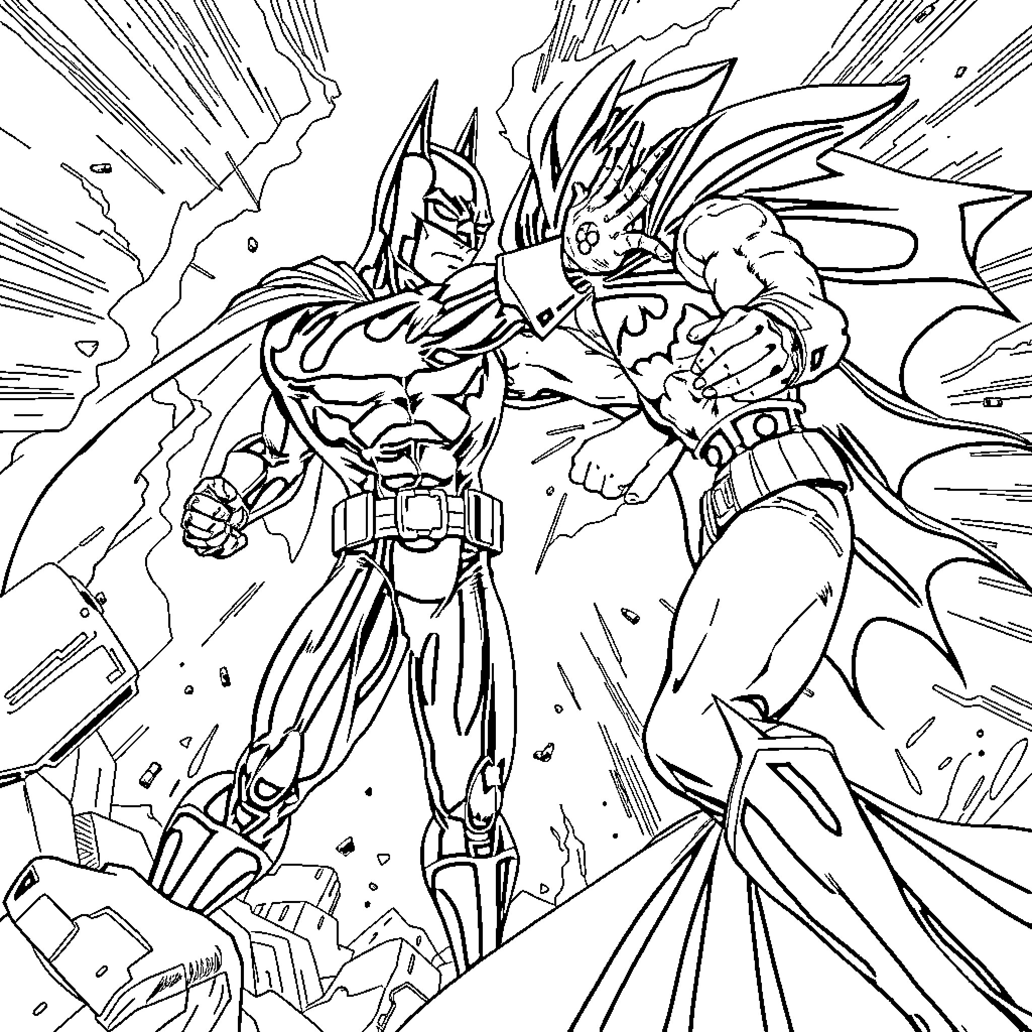 One Punch Man in Heroic Clash Coloring Page (free black-and-white line drawing printable PDF for all, from beginners to advanced learners, including children, teens, adults, and seniors)