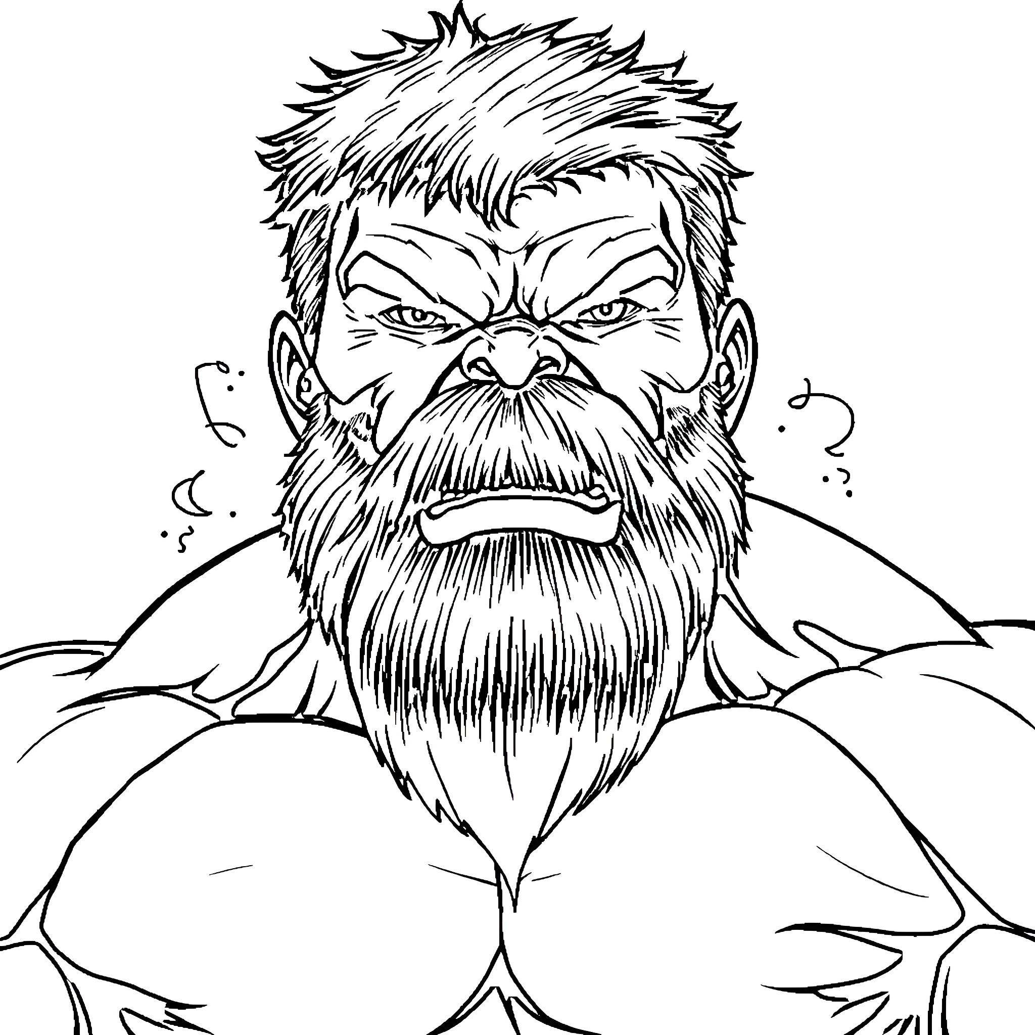 Hulk Unleashing Powerful Roar Coloring Page (free black-and-white line drawing printable PDF for all, from beginners to advanced learners, including children, teens, adults, and seniors)