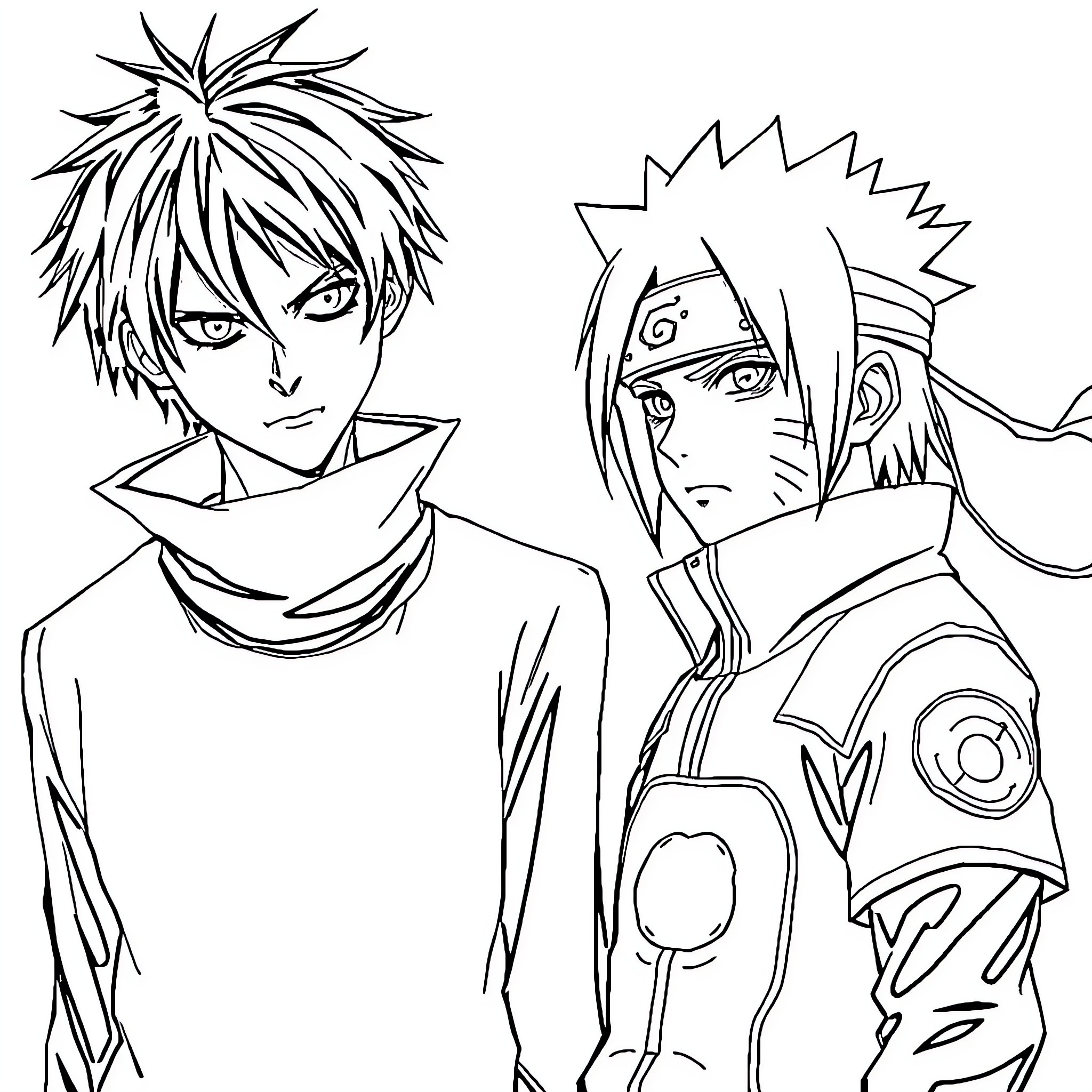 Legendary ninjas in fierce battle formation Coloring Page (free black-and-white line drawing printable PDF for all, from beginners to advanced learners, including children, teens, adults, and seniors)