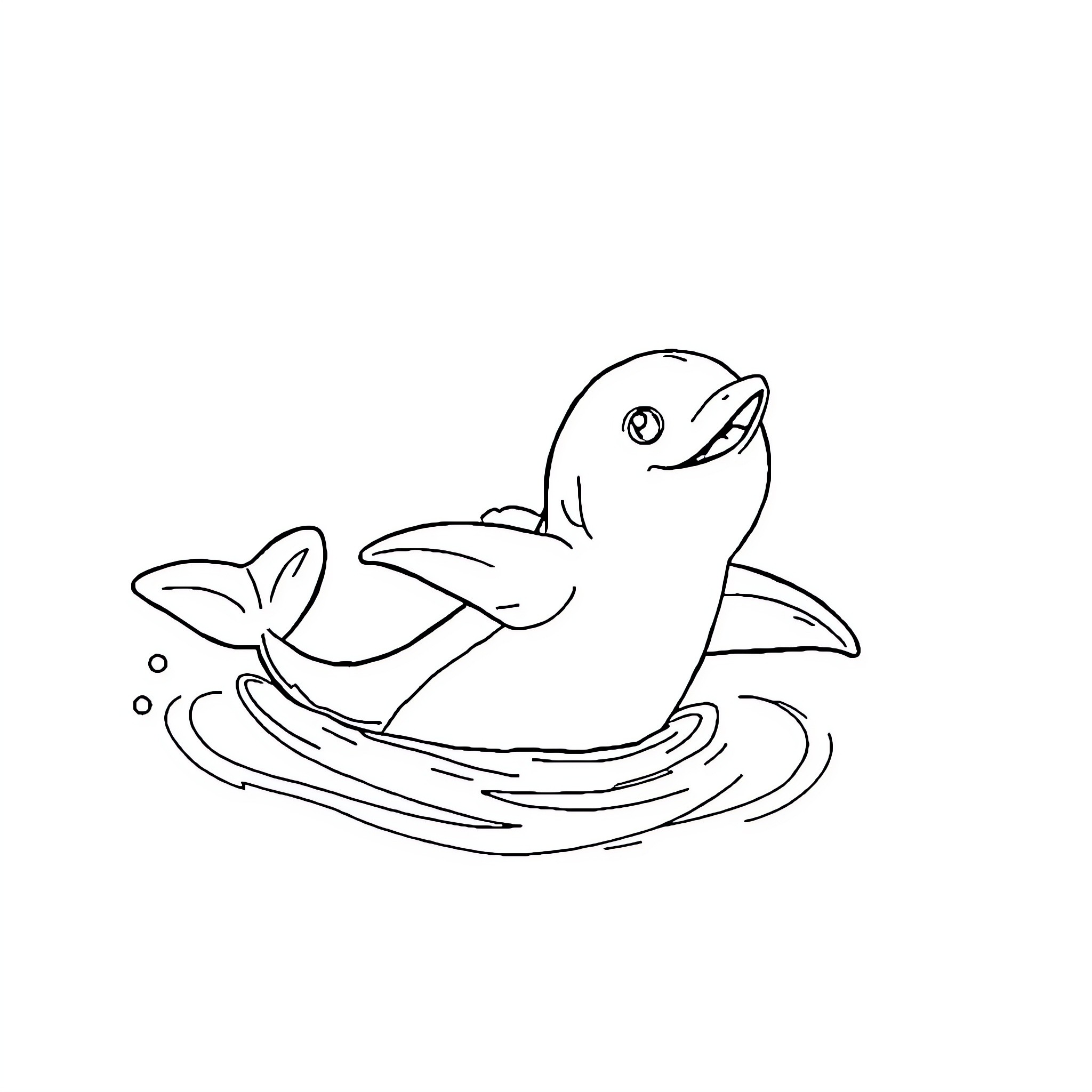 Pig swimming happily in the water Coloring Page (free black-and-white line drawing printable PDF for all, from beginners to advanced learners, including children, teens, adults, and seniors)