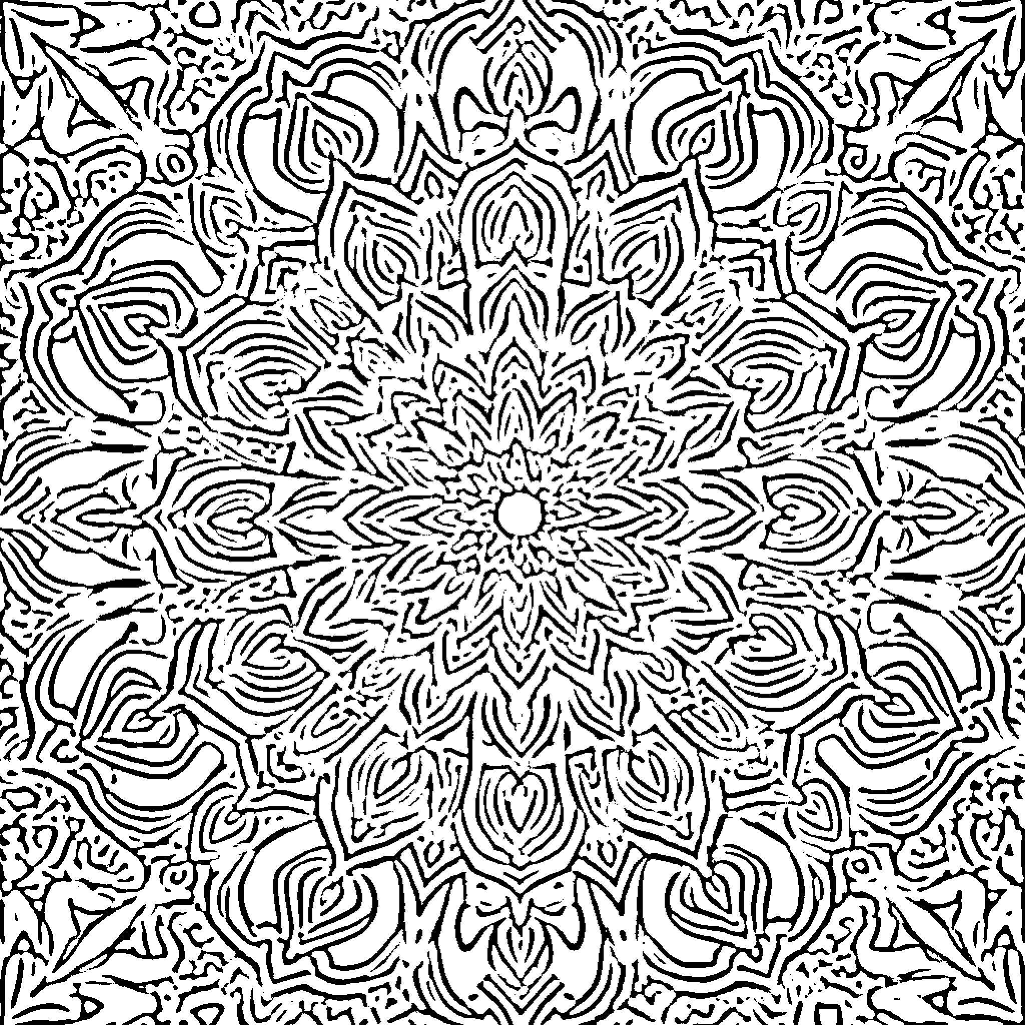 Mandala of intricate floral patterns Coloring Page (free black-and-white line drawing printable PDF for all, from beginners to advanced learners, including children, teens, adults, and seniors)