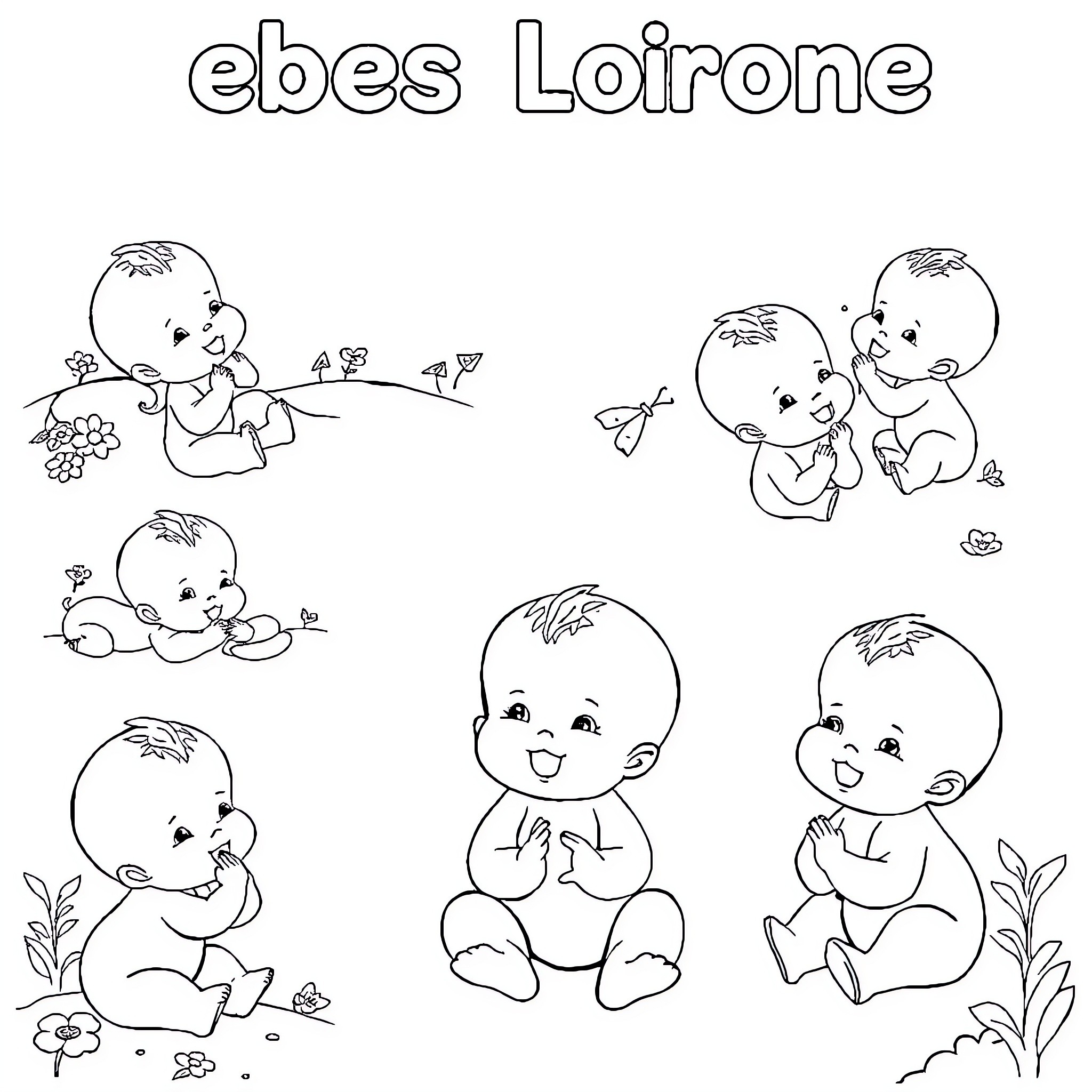 Bebés Llorones playing, exploring, and having fun Coloring Page (free black-and-white line drawing printable PDF for all, from beginners to advanced learners, including children, teens, adults, and seniors)