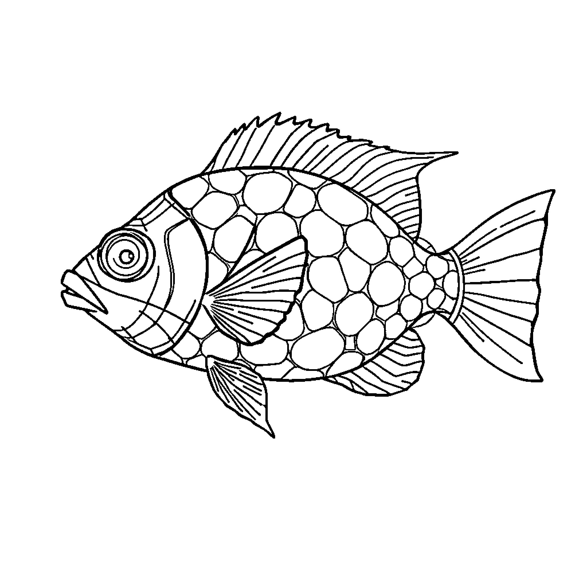 Spider-Man Explores Aquatic Creature's Vibrant Scales Coloring Page (free black-and-white line drawing printable PDF for all, from beginners to advanced learners, including children, teens, adults, and seniors)