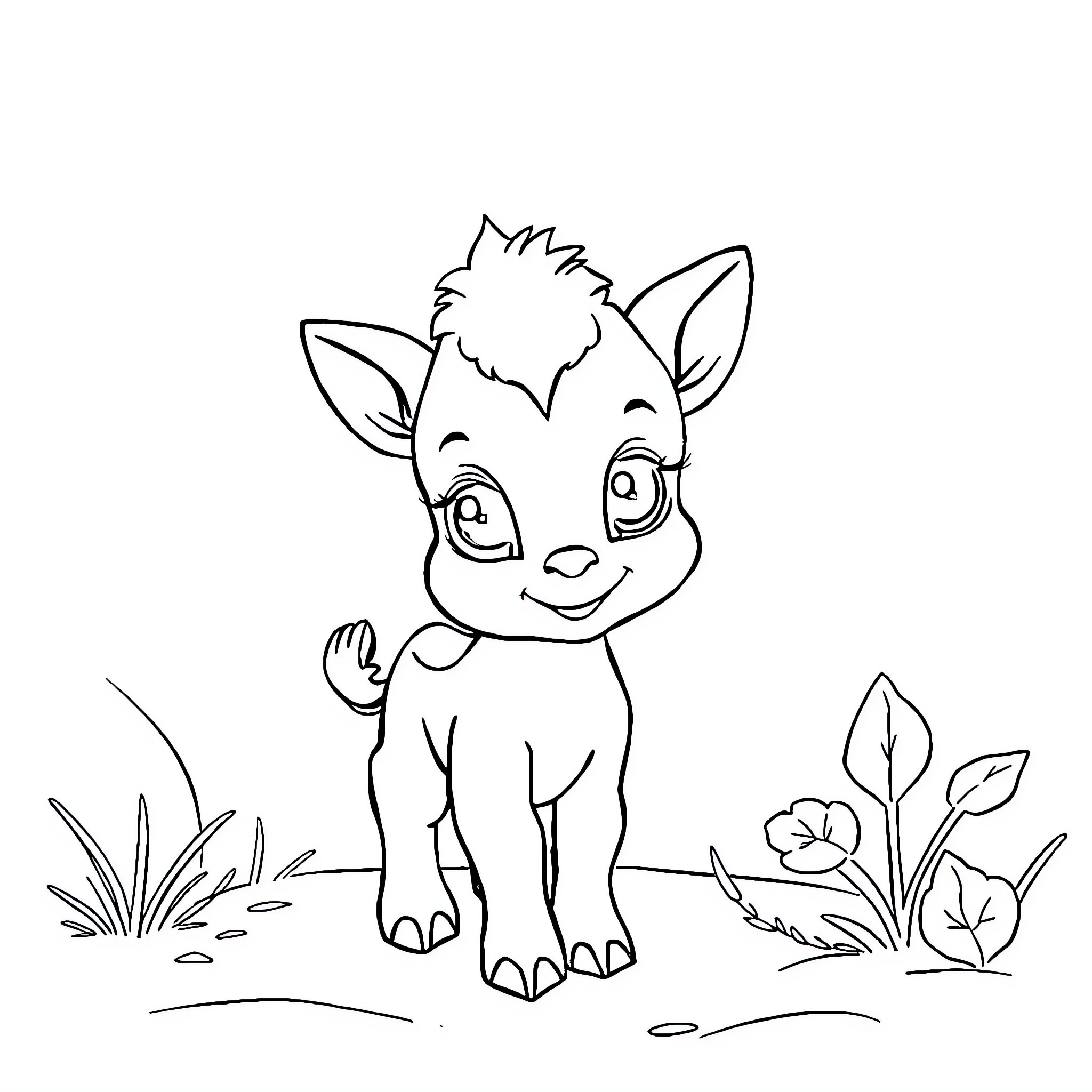 Girl in a playful animal costume exploring nature Coloring Page (free black-and-white line drawing printable PDF for all, from beginners to advanced learners, including children, teens, adults, and seniors)