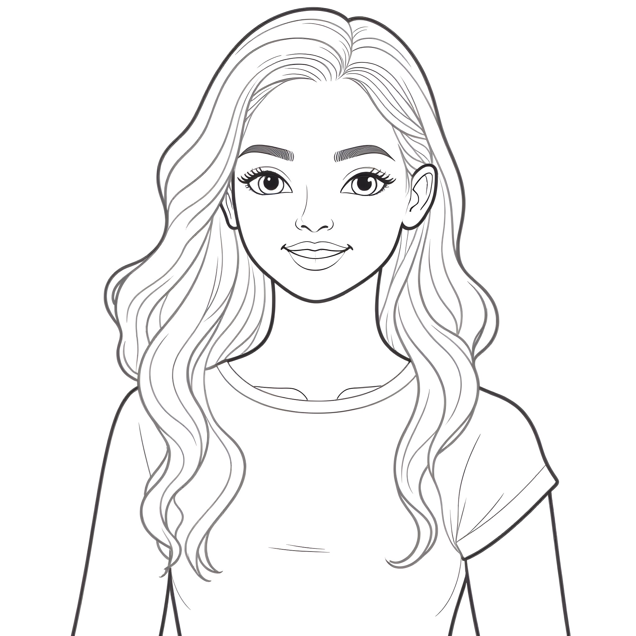 Jenna Ortega in a pensive expression Coloring Page (free black-and-white line drawing printable PDF for all, from beginners to advanced learners, including children, teens, adults, and seniors)