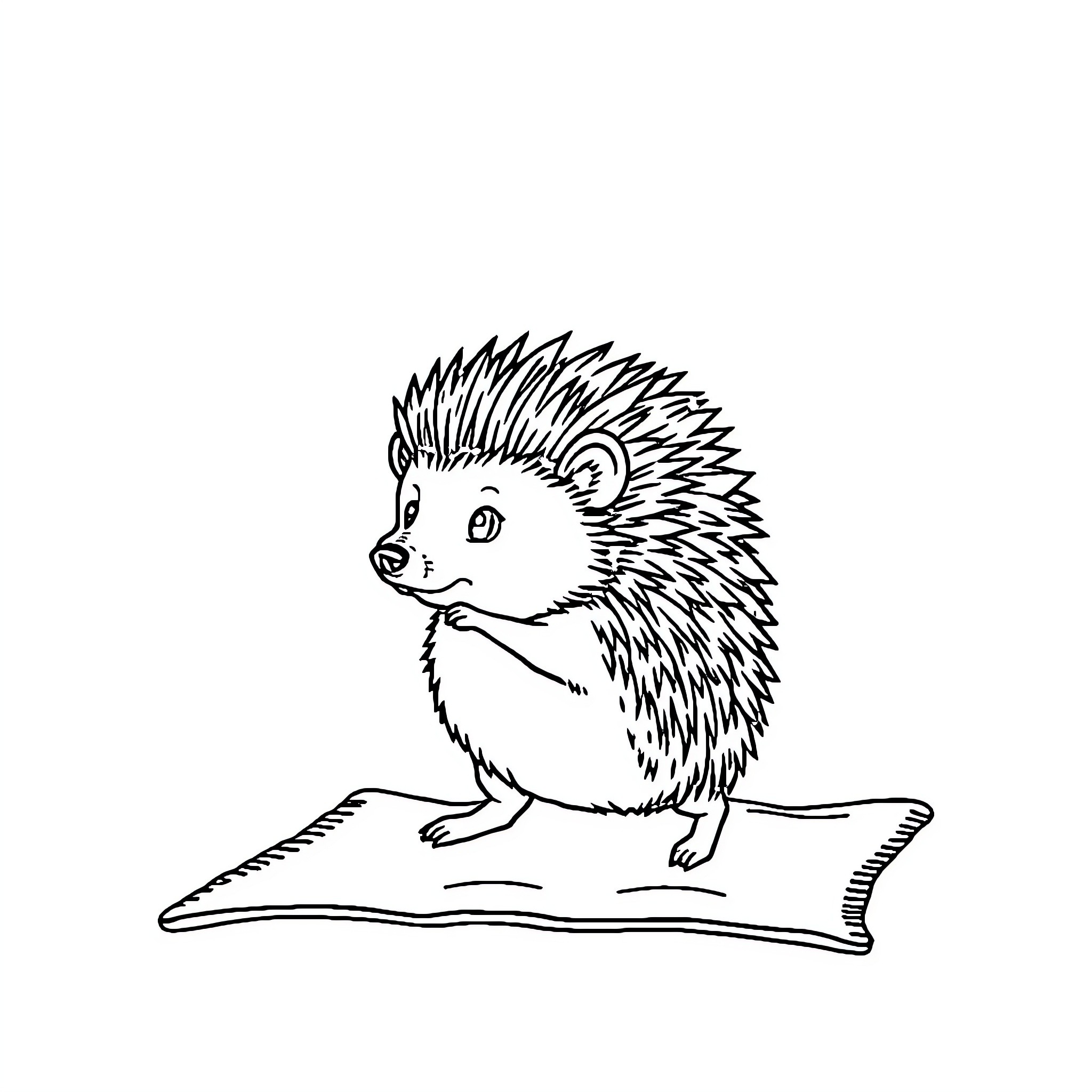Hedgehog enjoying a cozy day Coloring Page (free black-and-white line drawing printable PDF for all, from beginners to advanced learners, including children, teens, adults, and seniors)