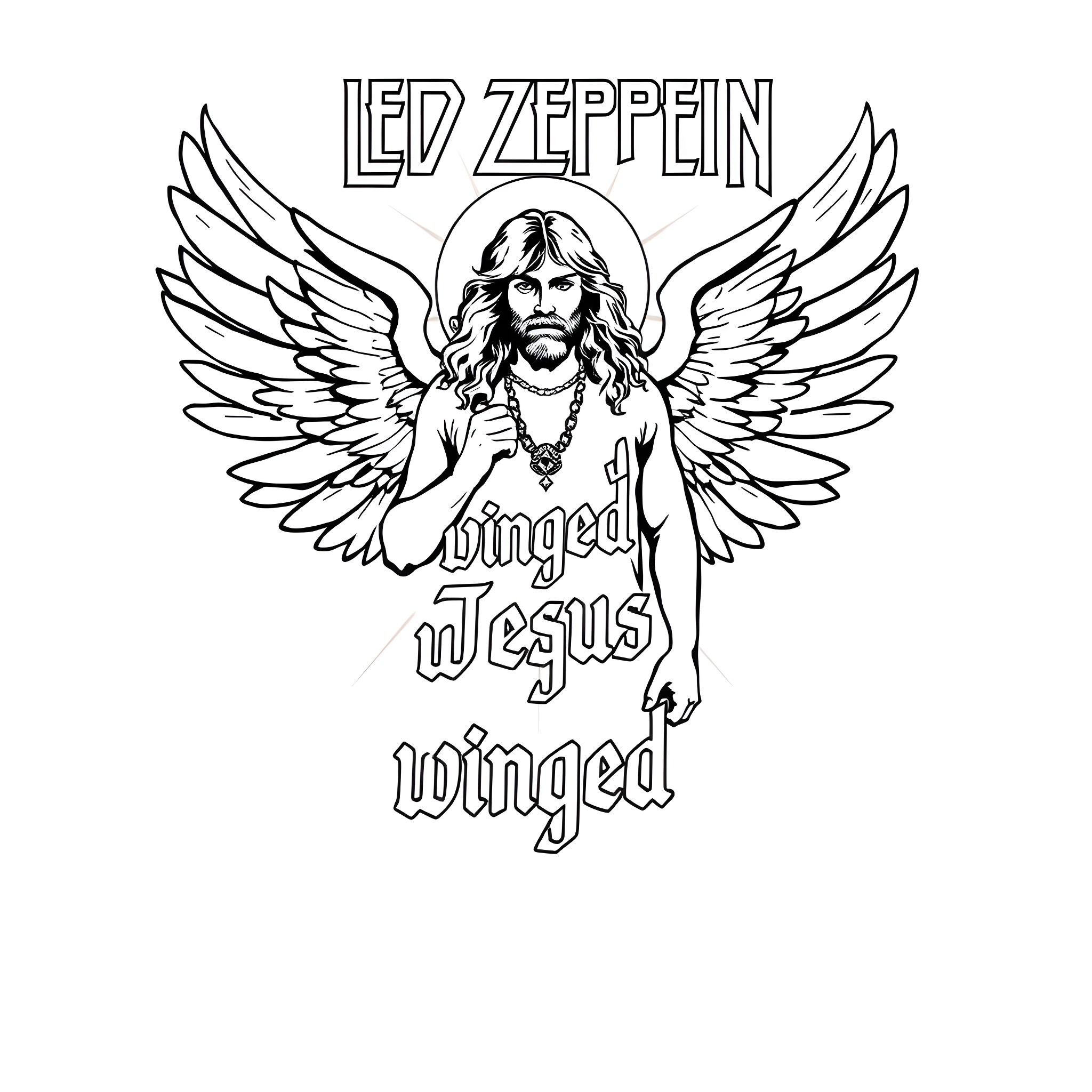 Winged Man with Heavenly Wings Coloring Page (free black-and-white line drawing printable PDF for all, from beginners to advanced learners, including children, teens, adults, and seniors)