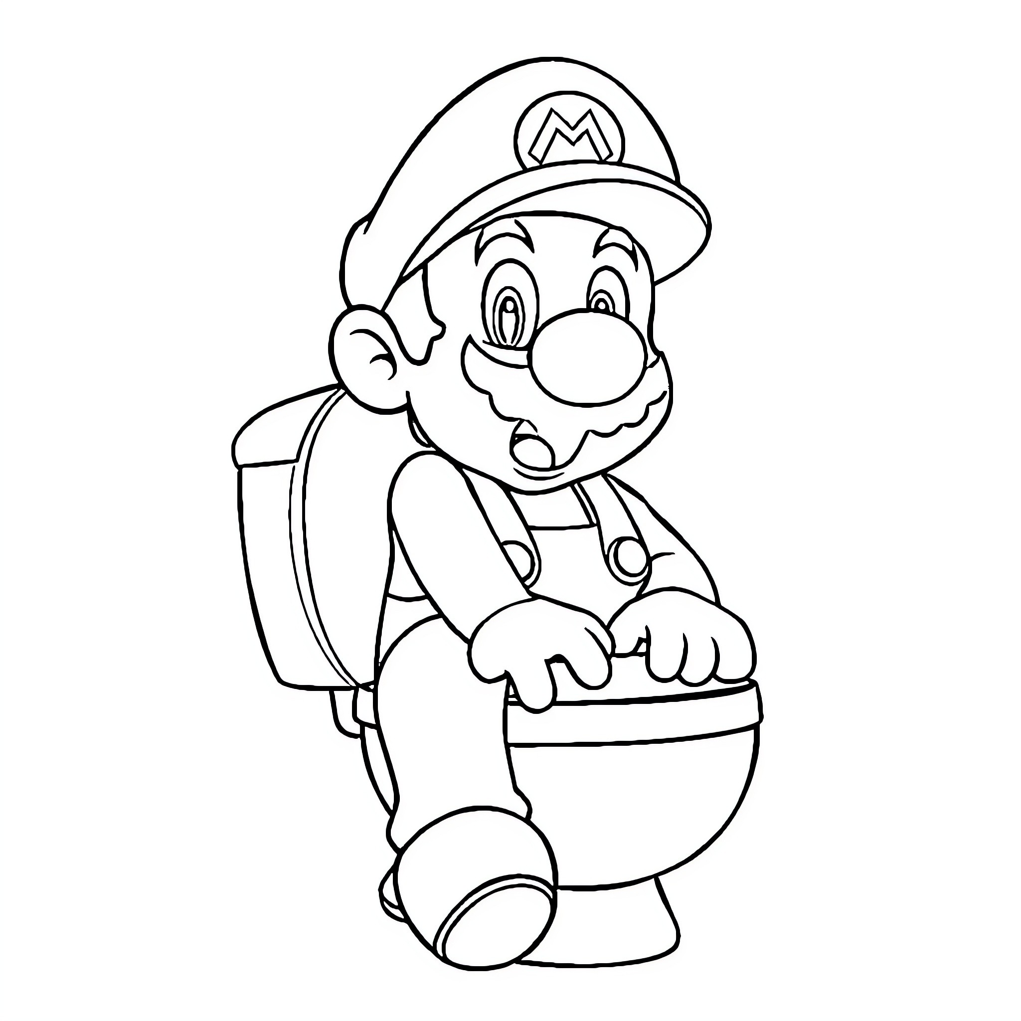 Mario on an Adventure with His Backpack Coloring Page (free black-and-white line drawing printable PDF for all, from beginners to advanced learners, including children, teens, adults, and seniors)