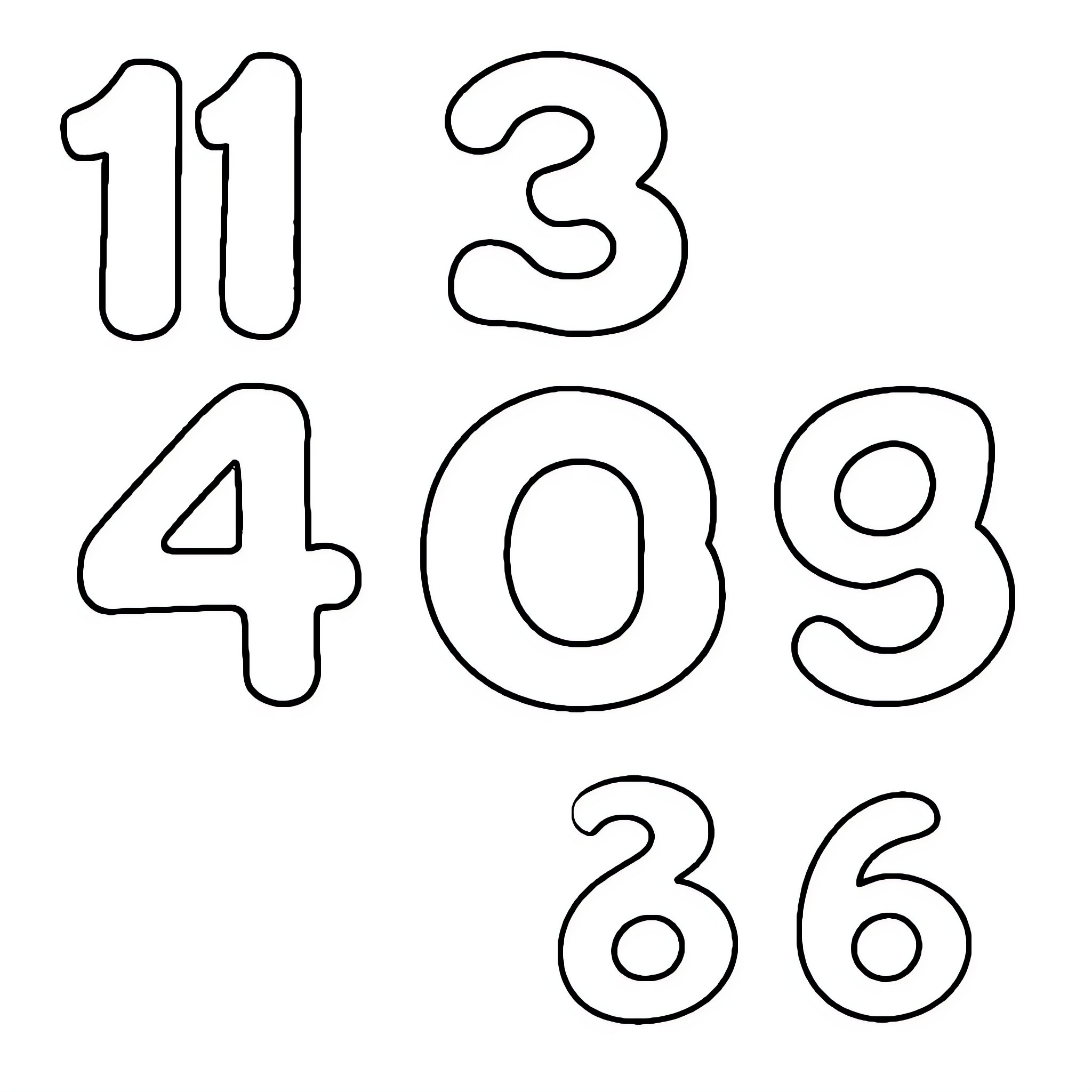 Number series of simple black and white digits Coloring Page (free black-and-white line drawing printable PDF for all, from beginners to advanced learners, including children, teens, adults, and seniors)