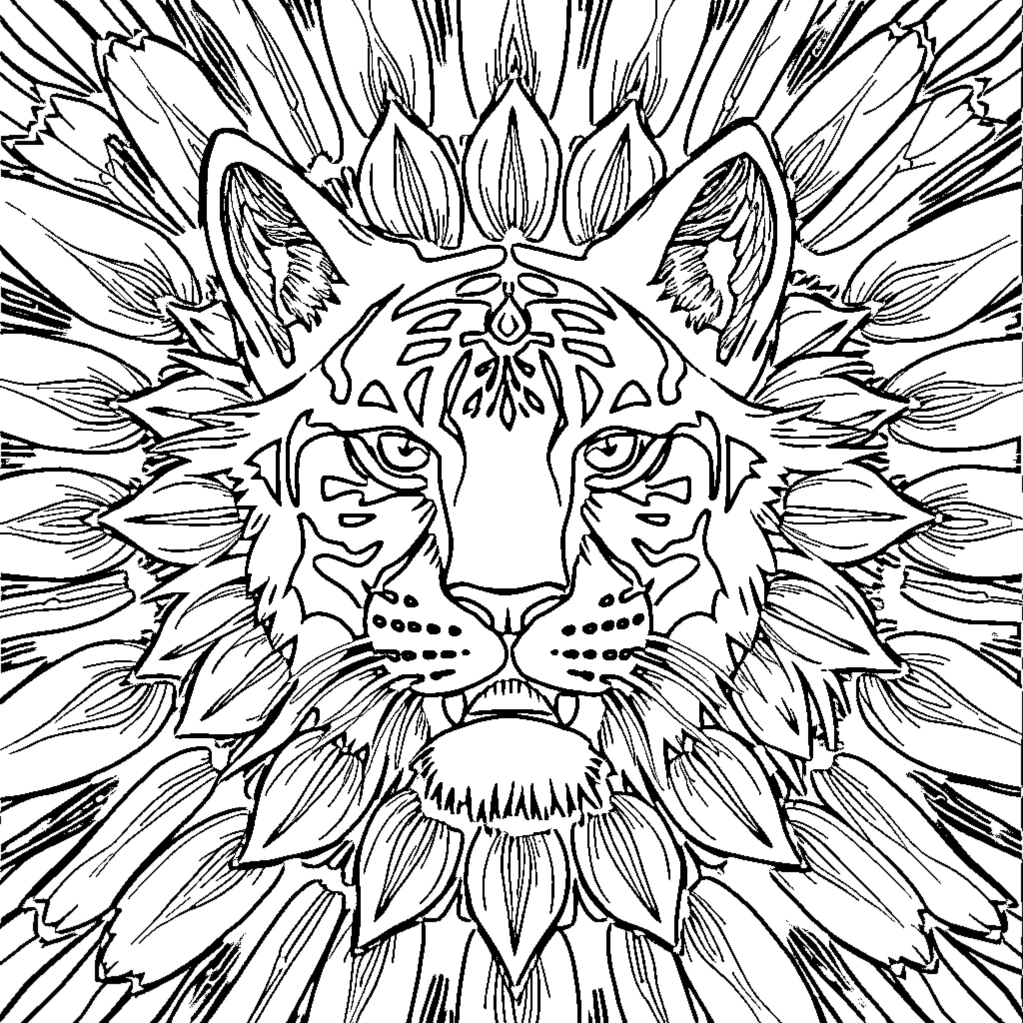 Football player's fierce expression captured in abstract floral design Coloring Page (free black-and-white line drawing printable PDF for all, from beginners to advanced learners, including children, teens, adults, and seniors)