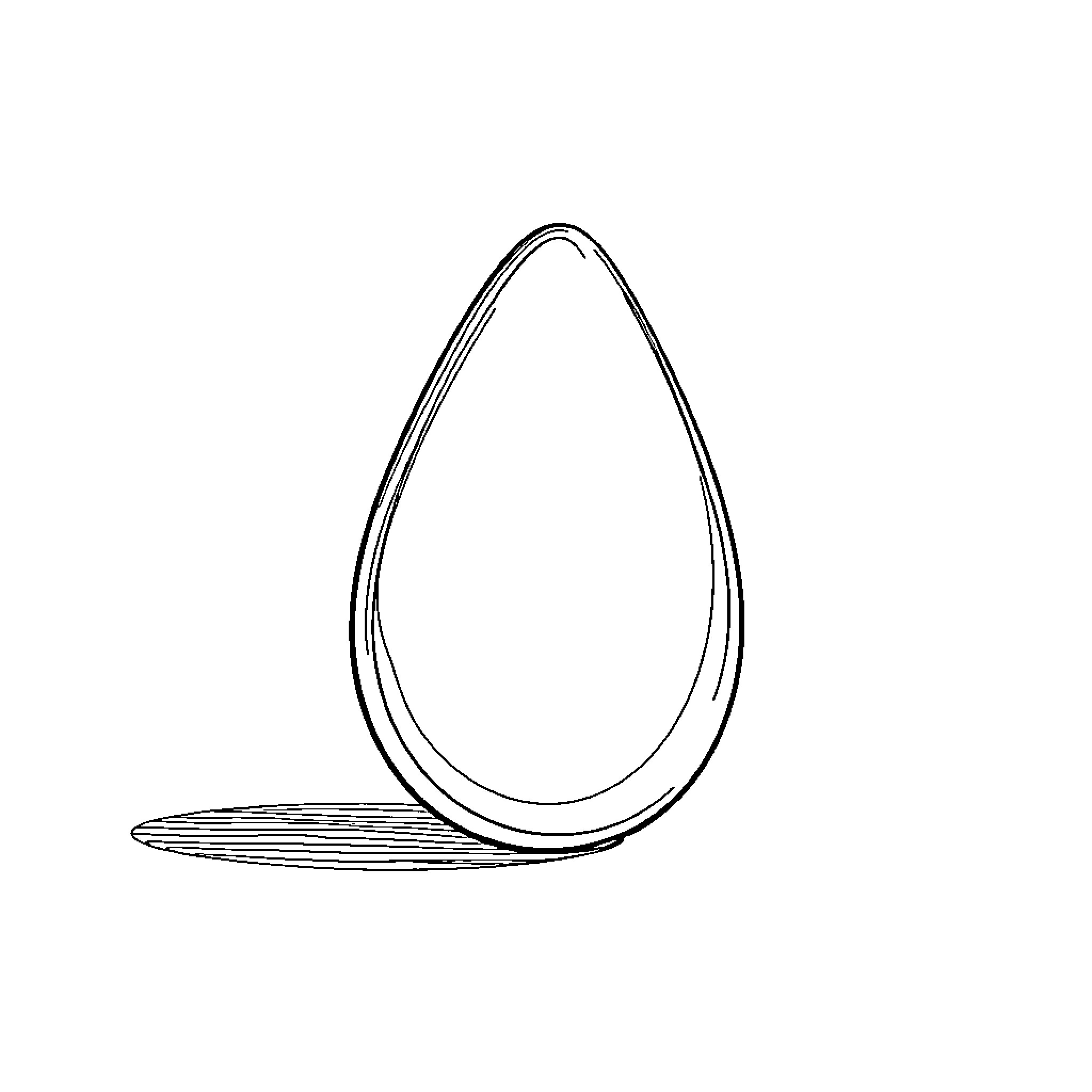 One Teardrop-shaped Object on Surface Coloring Page (free black-and-white line drawing printable PDF for all, from beginners to advanced learners, including children, teens, adults, and seniors)