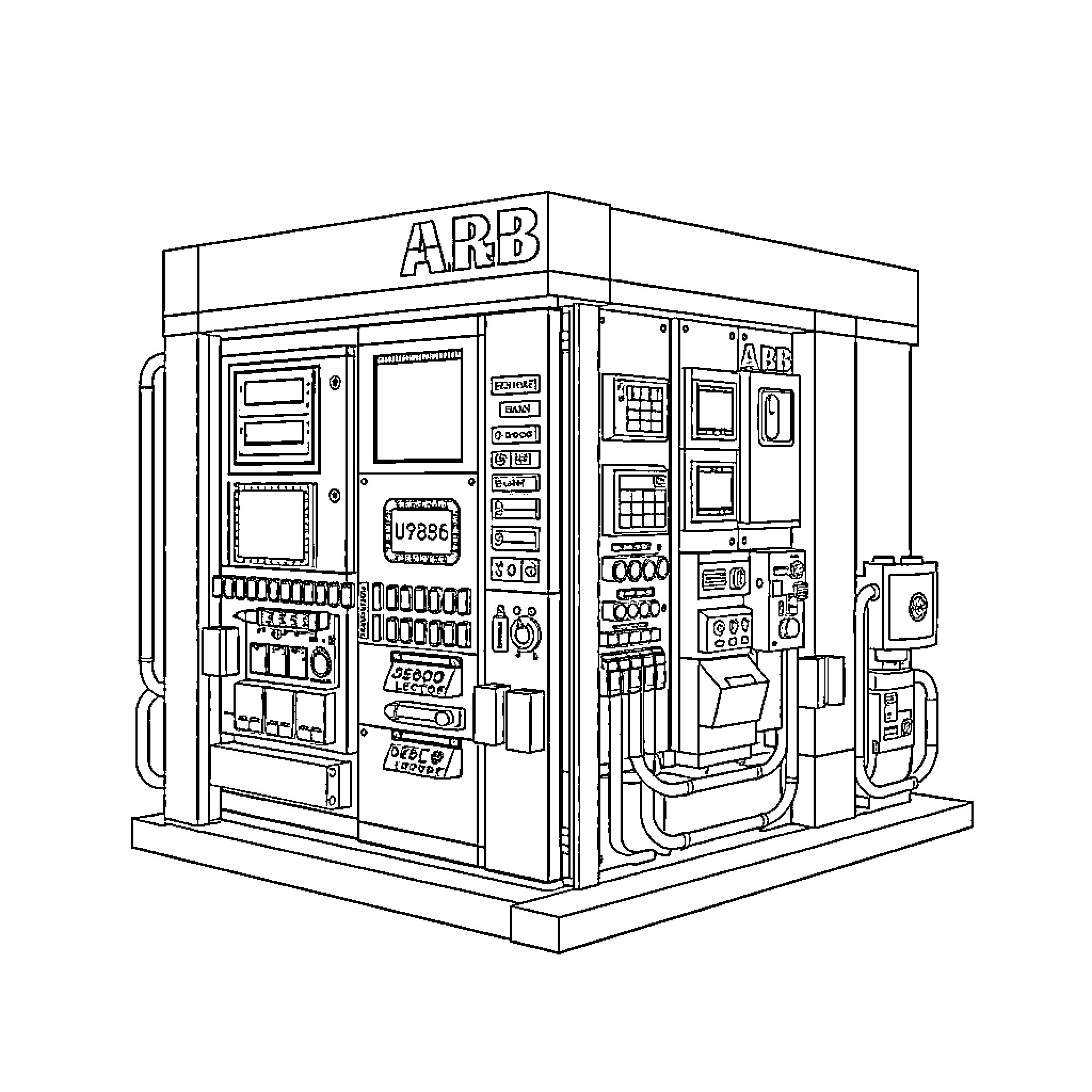 Lego vending machine with various functions Coloring Page (free black-and-white line drawing printable PDF for all, from beginners to advanced learners, including children, teens, adults, and seniors)