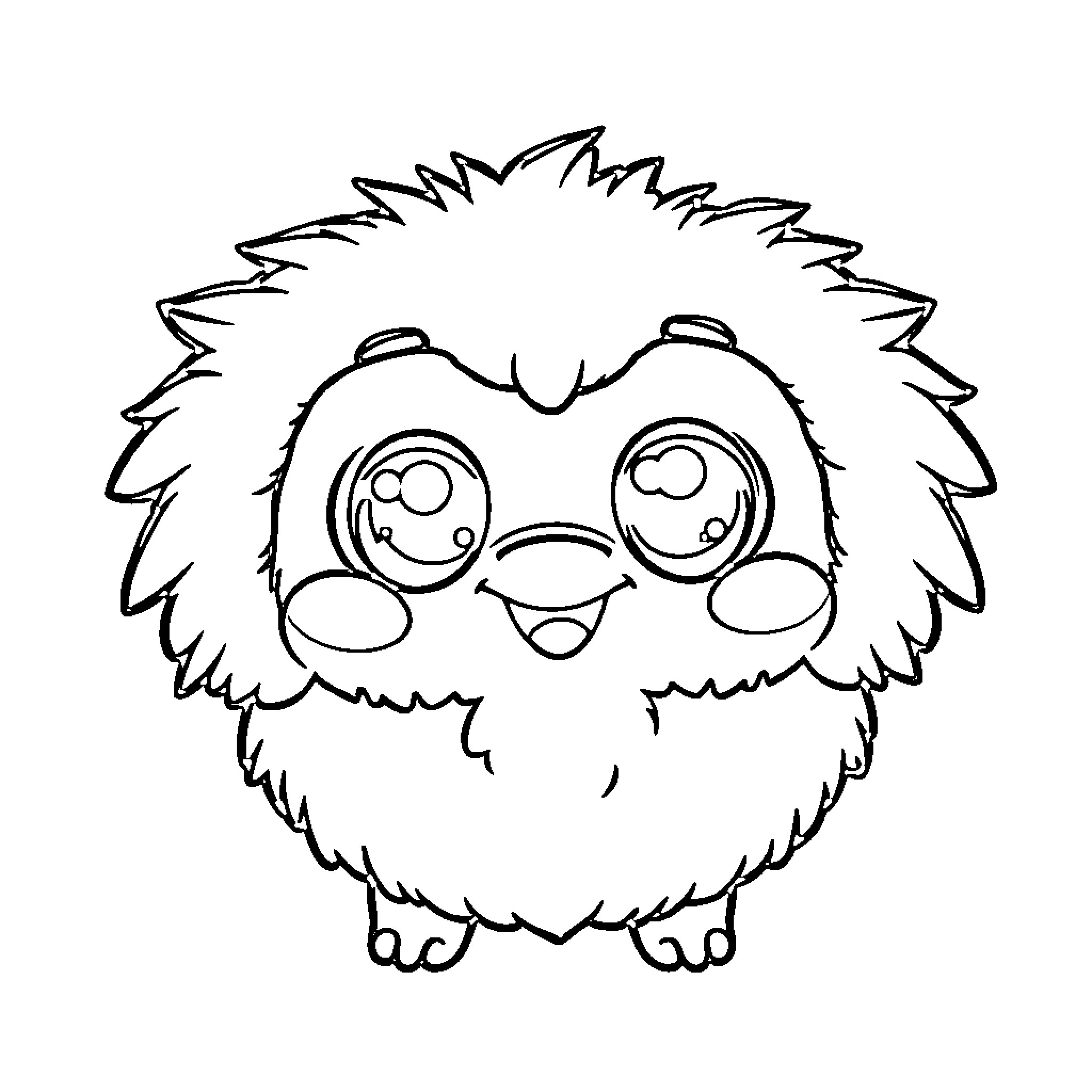 Labubu the Cute and Fuzzy Creature Coloring Page (free black-and-white line drawing printable PDF for all, from beginners to advanced learners, including children, teens, adults, and seniors)