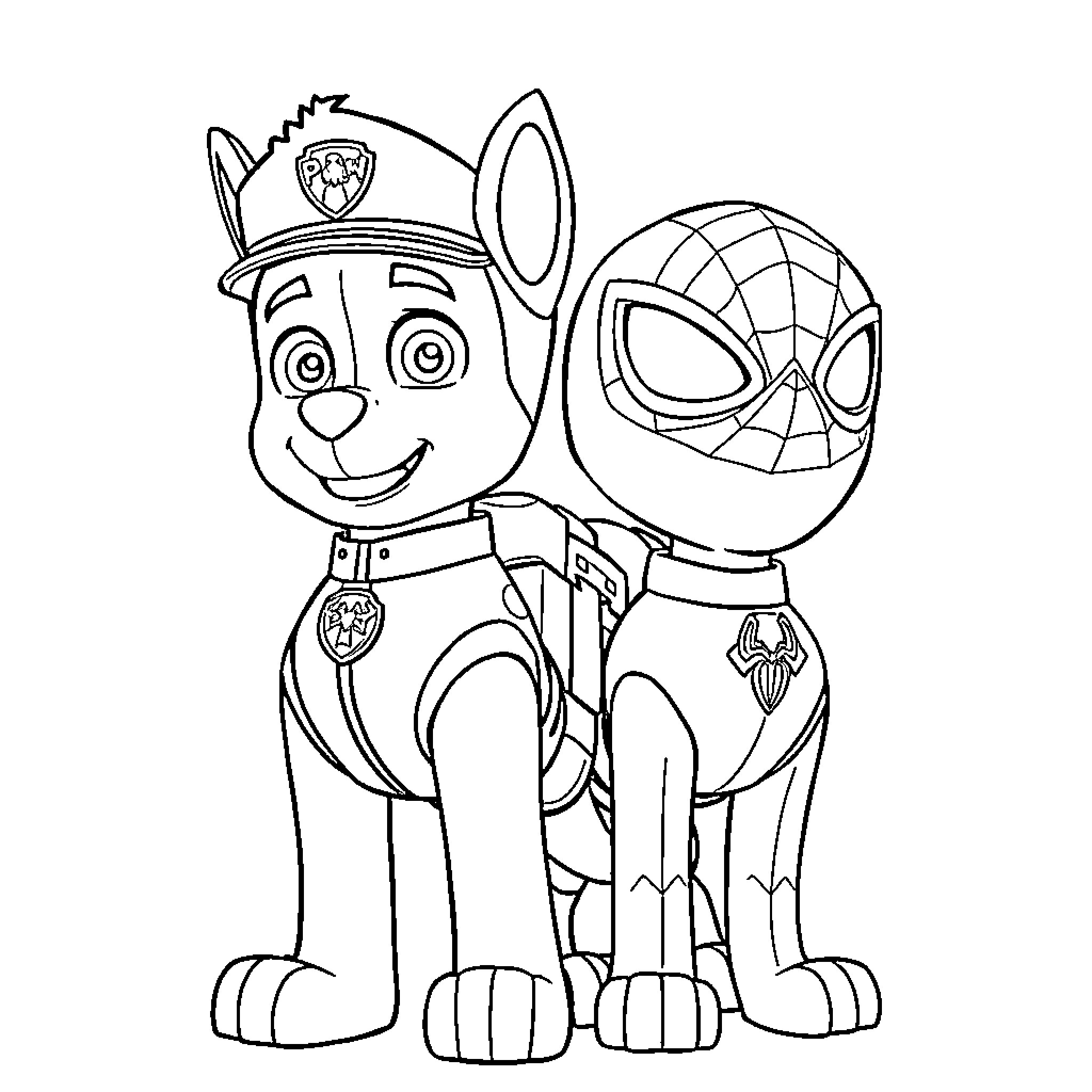 Marcus standing back to back with a superhero character Coloring Page (free black-and-white line drawing printable PDF for all, from beginners to advanced learners, including children, teens, adults, and seniors)