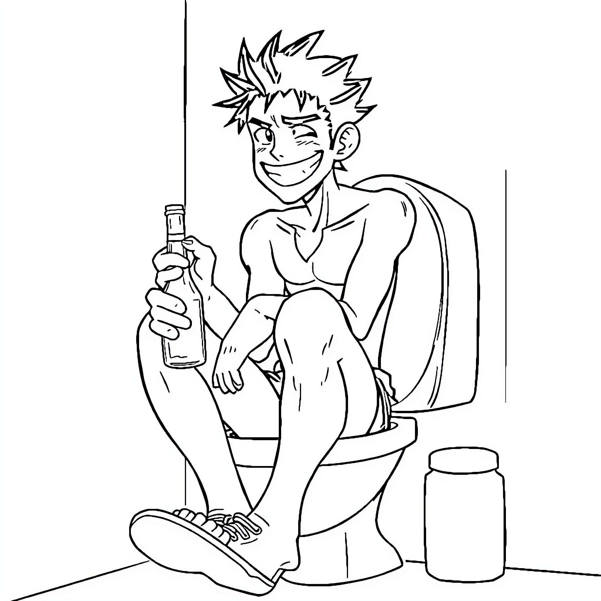 Zoro relaxing with a beverage Coloring Page (free black-and-white line drawing printable PDF for all, from beginners to advanced learners, including children, teens, adults, and seniors)