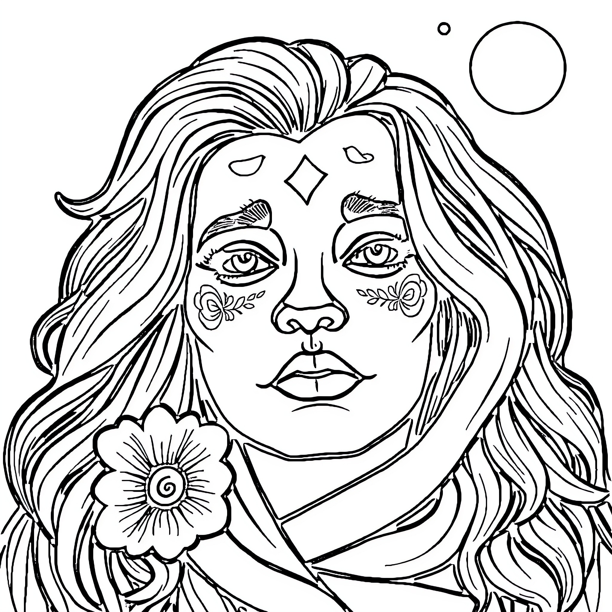 Mickey Mouse as a mystical and artistic figure Coloring Page (free black-and-white line drawing printable PDF for all, from beginners to advanced learners, including children, teens, adults, and seniors)