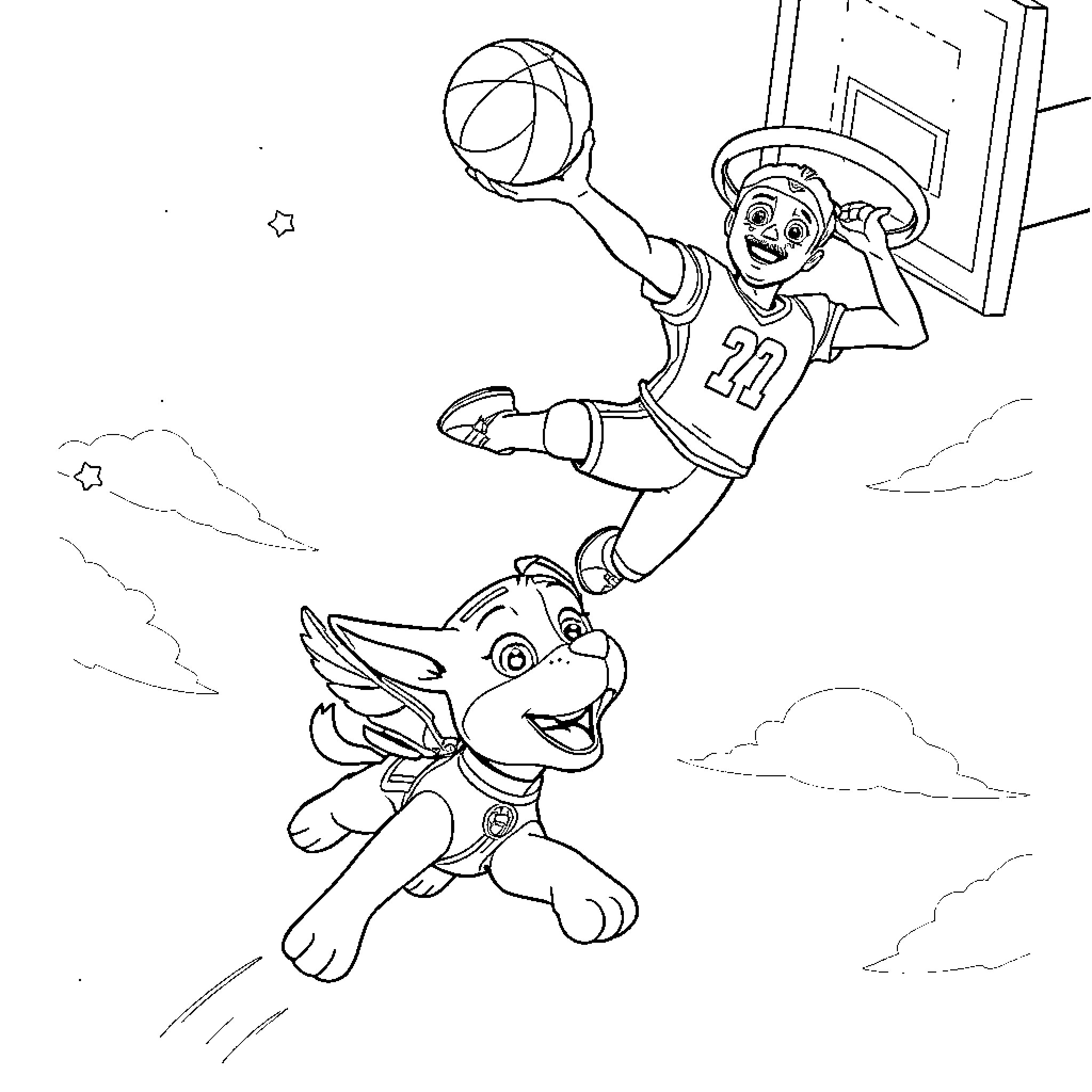 Football Player Leaping with Ball in the Air Coloring Page (free black-and-white line drawing printable PDF for all, from beginners to advanced learners, including children, teens, adults, and seniors)