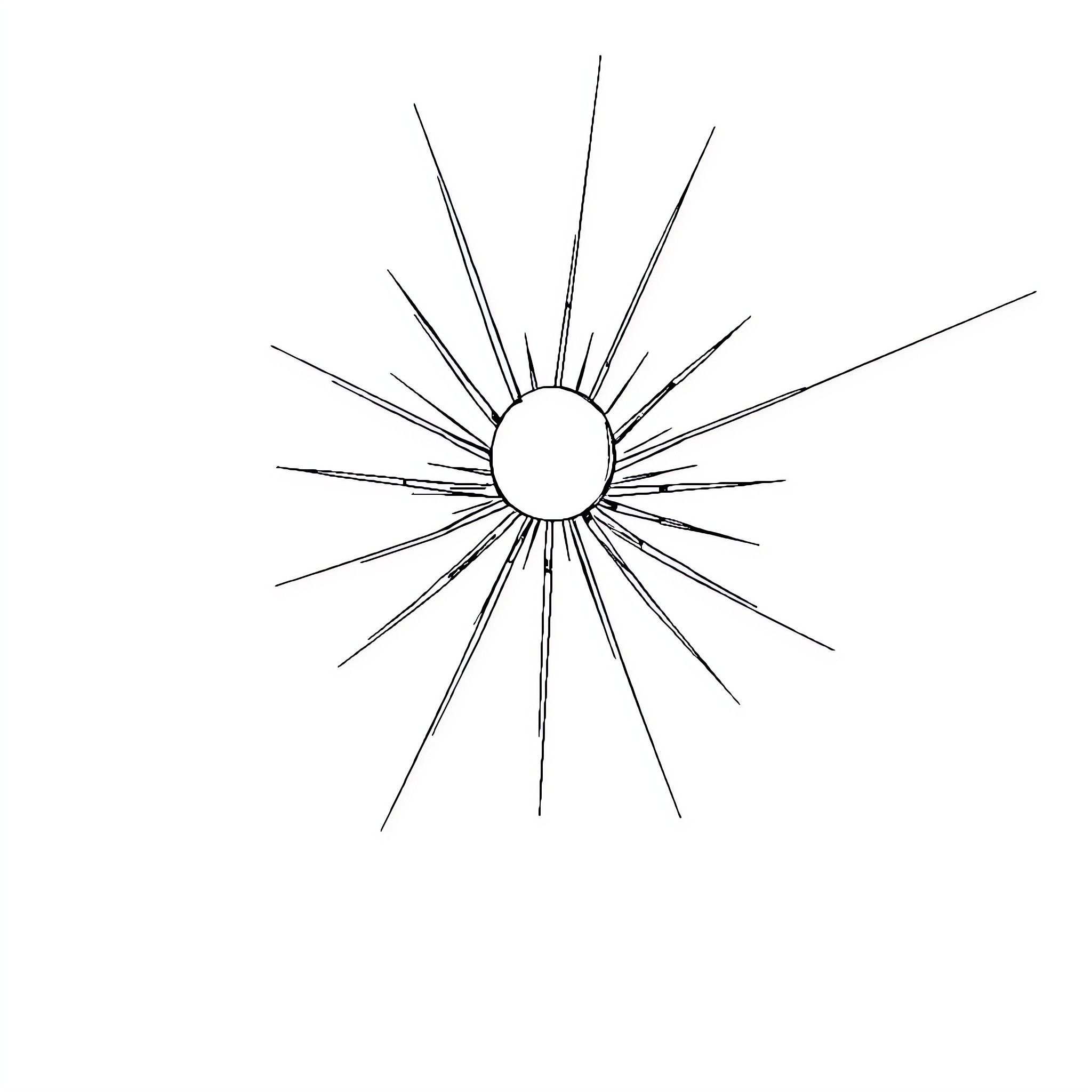 Sun radiates beams of light Coloring Page (free black-and-white line drawing printable PDF for all, from beginners to advanced learners, including children, teens, adults, and seniors)