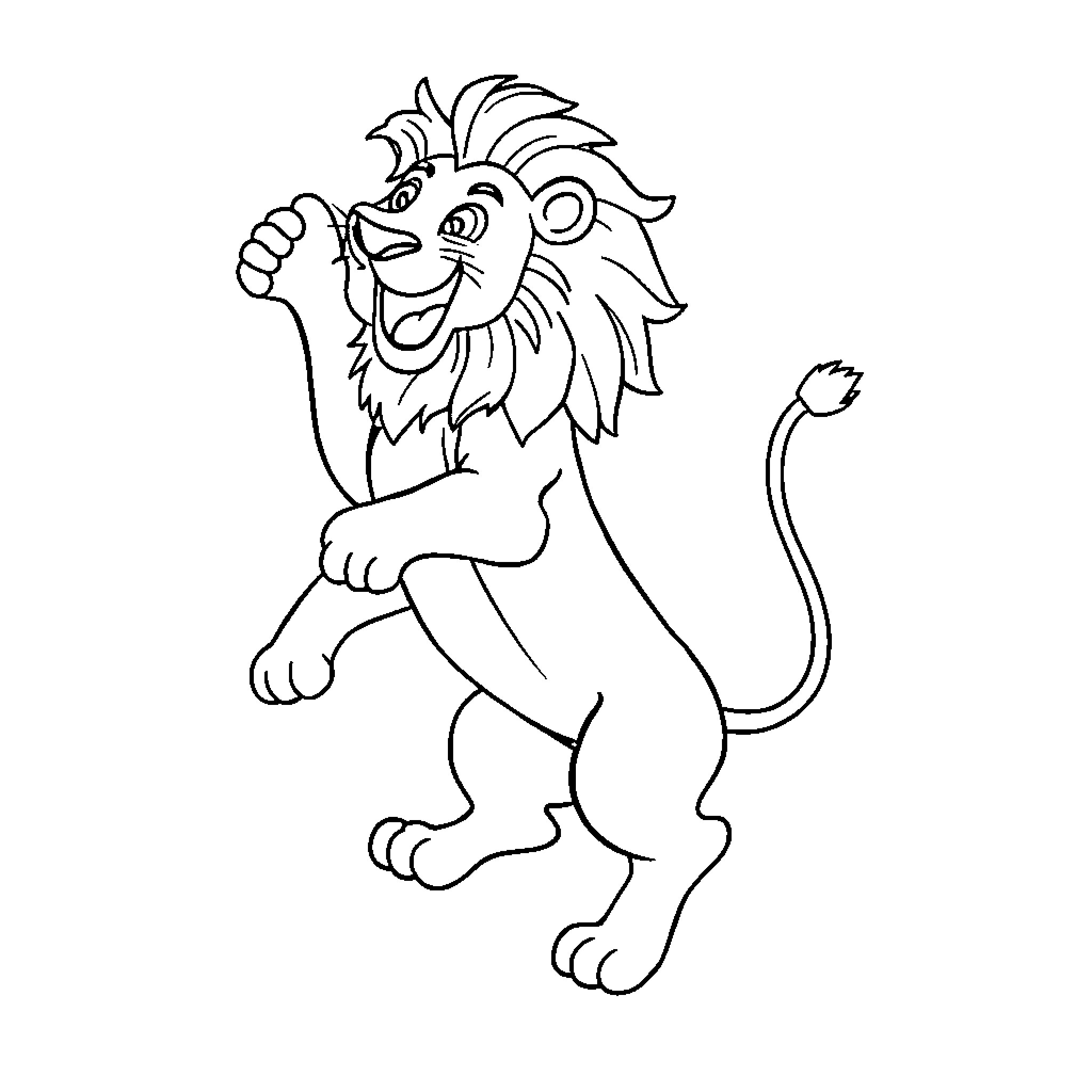 Lion roaring with enthusiasm Coloring Page (free black-and-white line drawing printable PDF for all, from beginners to advanced learners, including children, teens, adults, and seniors)