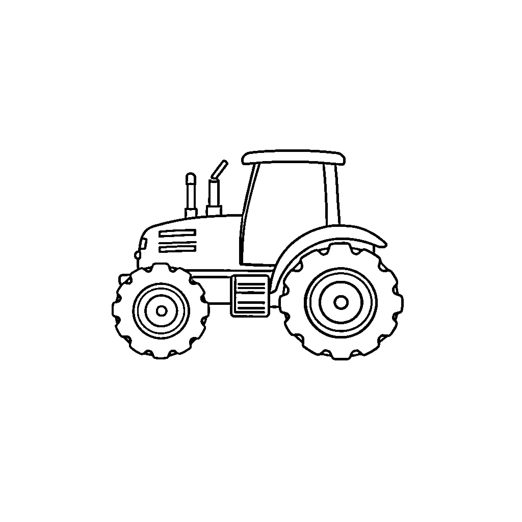 Tractor with detailed machinery Coloring Page (free black-and-white line drawing printable PDF for all, from beginners to advanced learners, including children, teens, adults, and seniors)