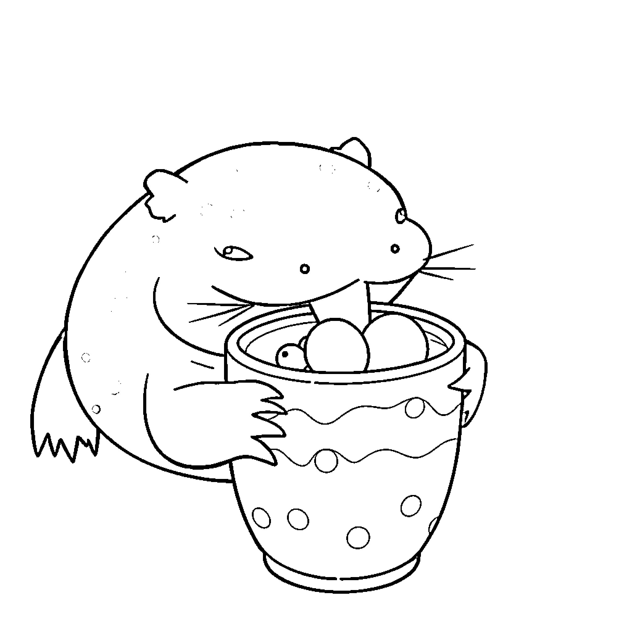Axolotl guarding its nest of eggs Coloring Page (free black-and-white line drawing printable PDF for all, from beginners to advanced learners, including children, teens, adults, and seniors)