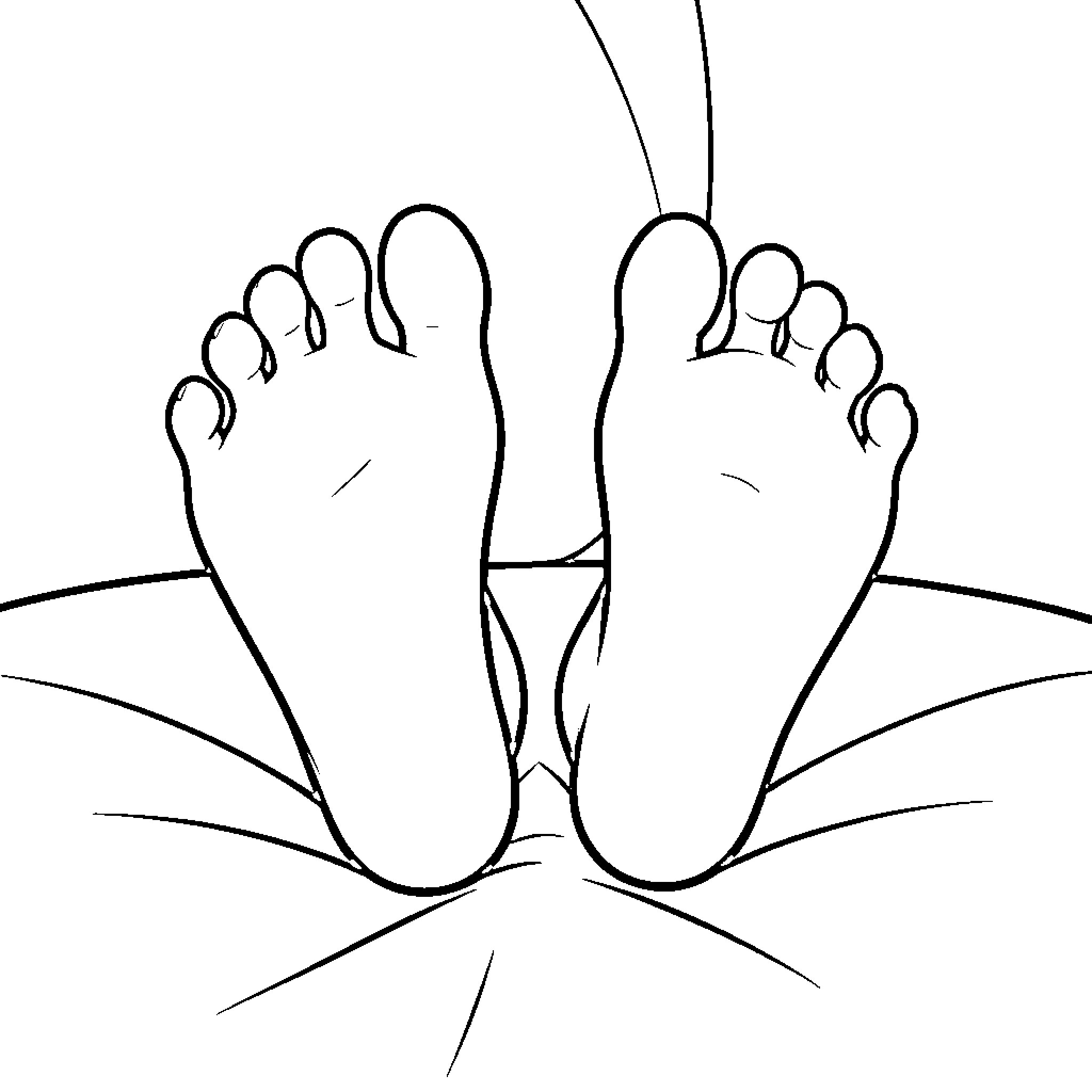 Foot resting in serene nature Coloring Page (free black-and-white line drawing printable PDF for all, from beginners to advanced learners, including children, teens, adults, and seniors)