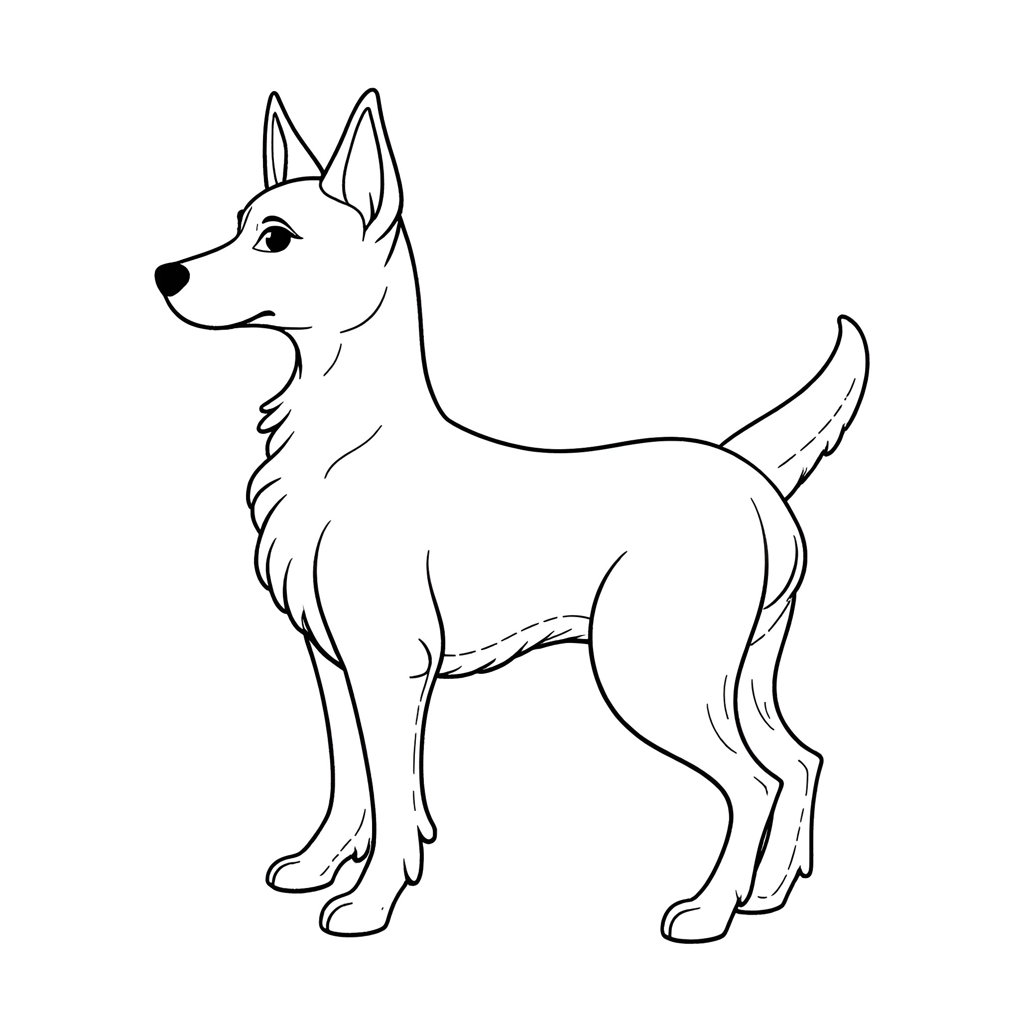 Daphne, the playful canine companion Coloring Page (free black-and-white line drawing printable PDF for all, from beginners to advanced learners, including children, teens, adults, and seniors)