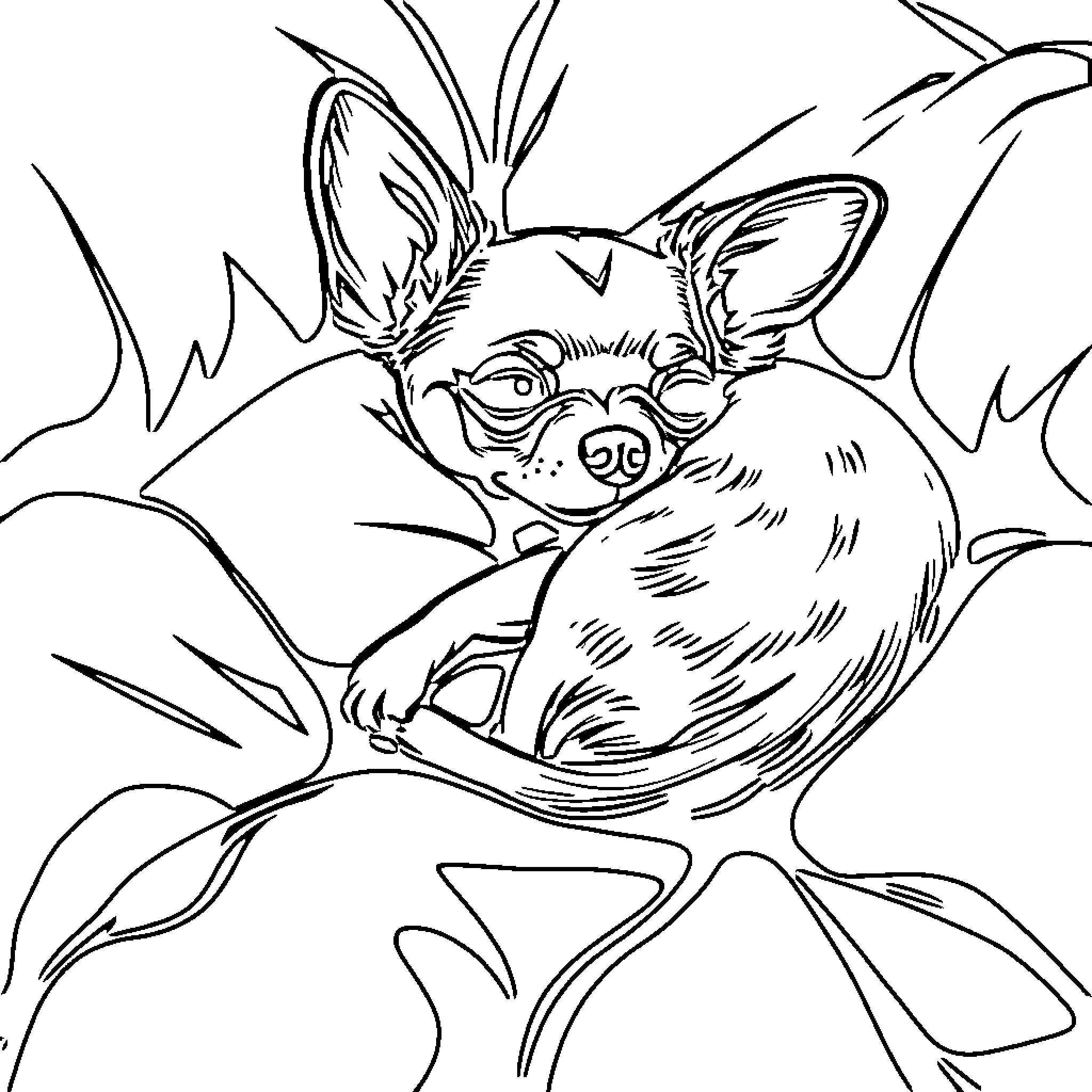 Chihuahua Peeking Curiously from Foliage Coloring Page (free black-and-white line drawing printable PDF for all, from beginners to advanced learners, including children, teens, adults, and seniors)