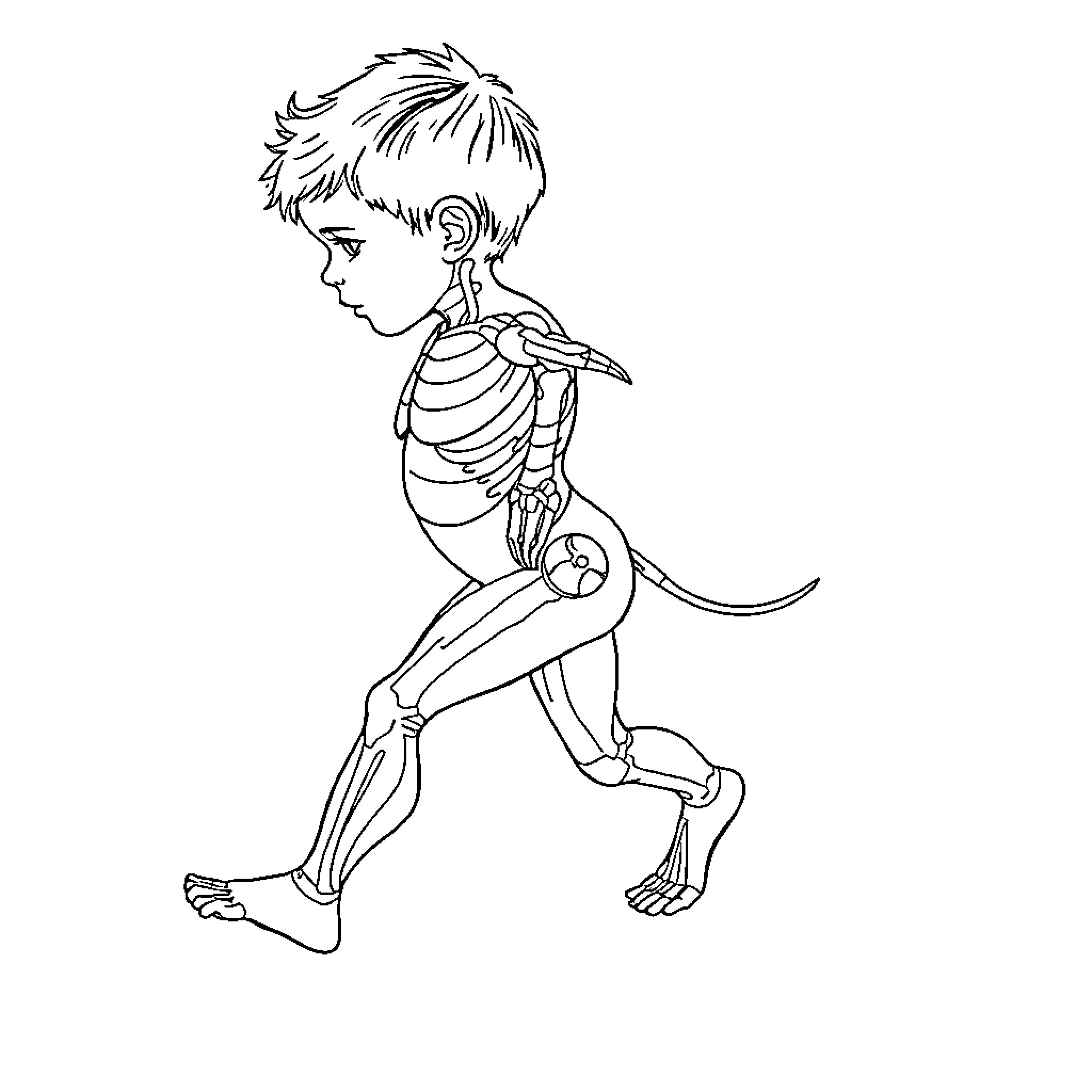 Niño exploring the unknown adventure Coloring Page (free black-and-white line drawing printable PDF for all, from beginners to advanced learners, including children, teens, adults, and seniors)
