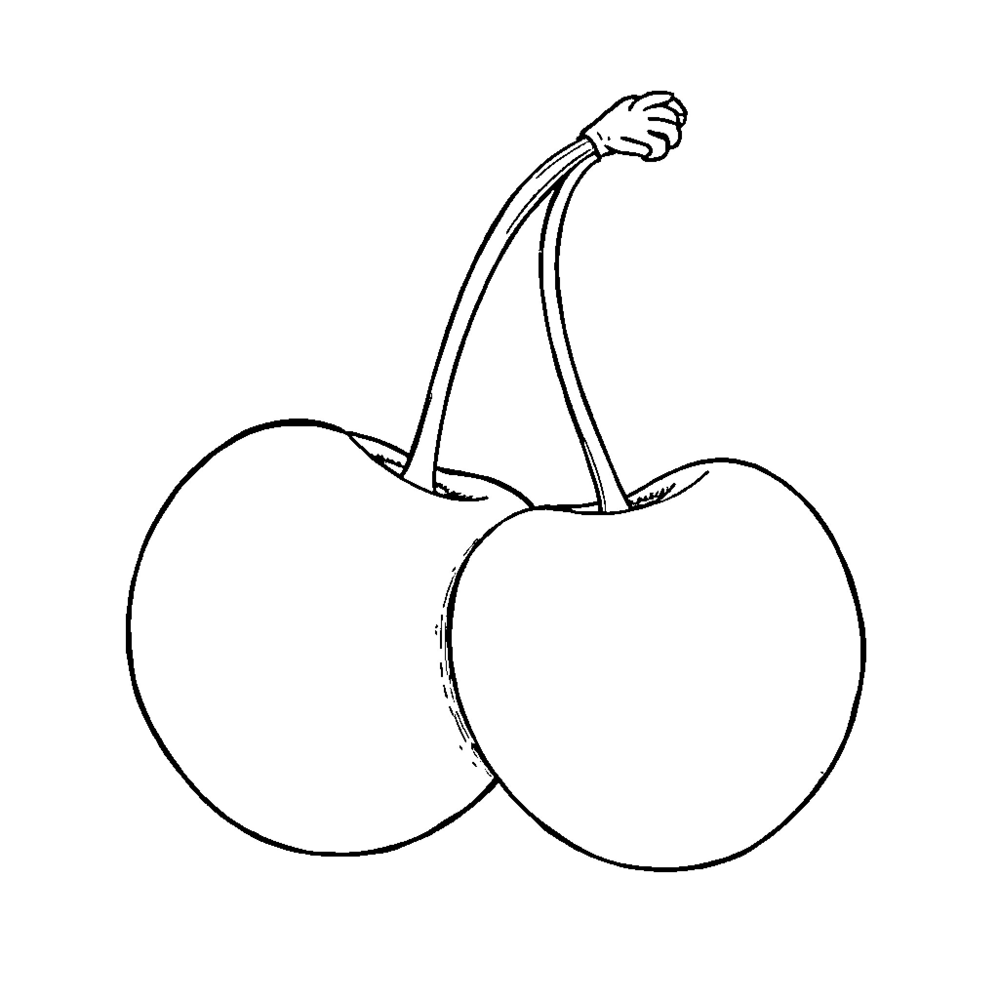 Cherry Pair Embracing Affectionately Coloring Page (free black-and-white line drawing printable PDF for all, from beginners to advanced learners, including children, teens, adults, and seniors)