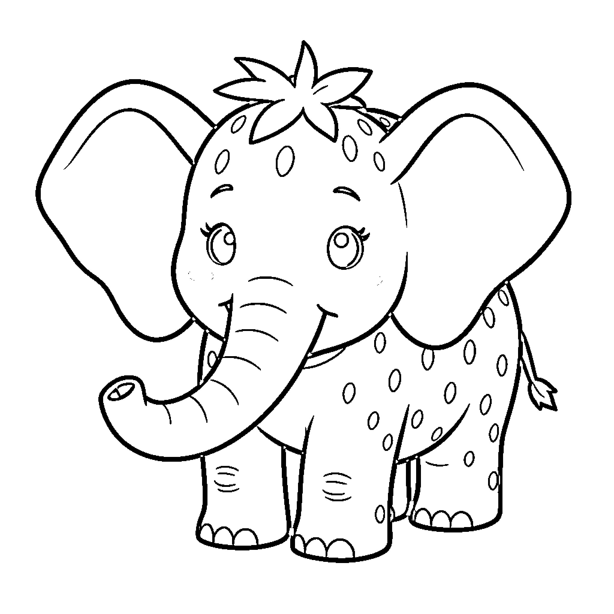 Strawberry Elephant Coloring Page Coloring Page (free black-and-white line drawing printable PDF for all, from beginners to advanced learners, including children, teens, adults, and seniors)