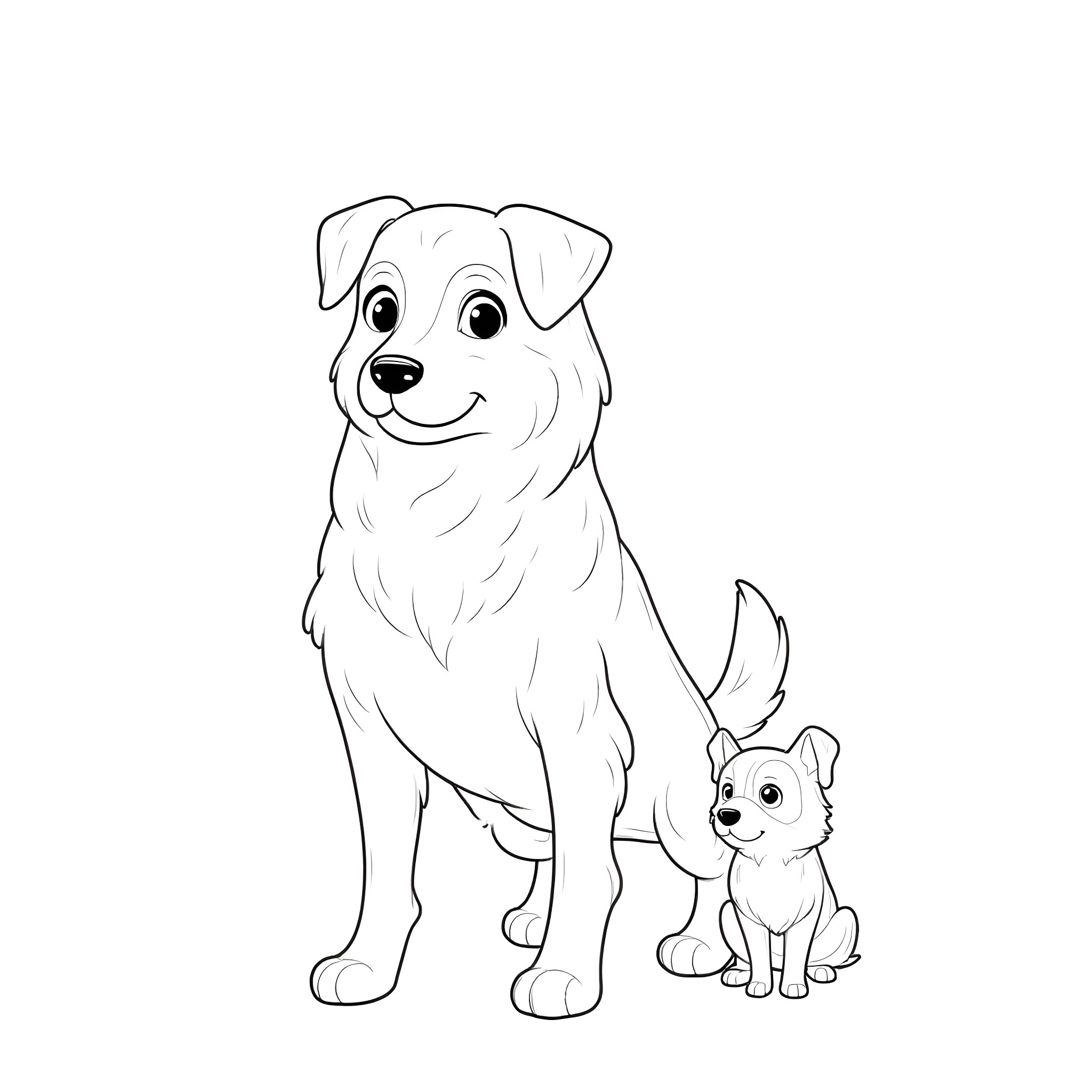 Master Rex and his loyal companion Coloring Page (free black-and-white line drawing printable PDF for all, from beginners to advanced learners, including children, teens, adults, and seniors)