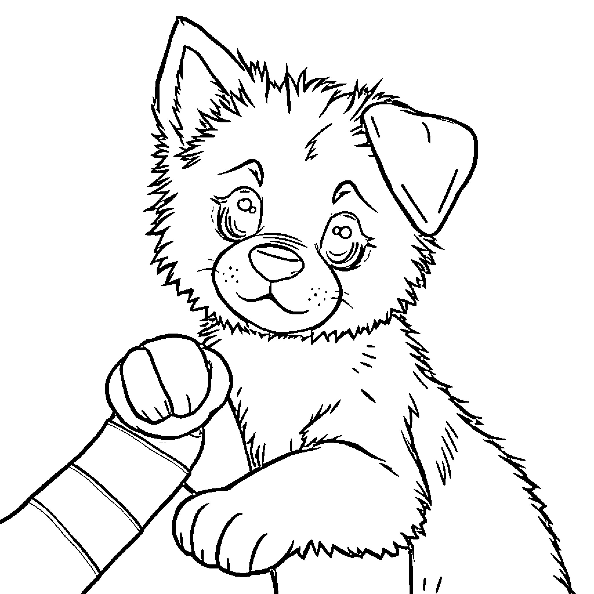 Bluey playing happily with a friend Coloring Page (free black-and-white line drawing printable PDF for all, from beginners to advanced learners, including children, teens, adults, and seniors)