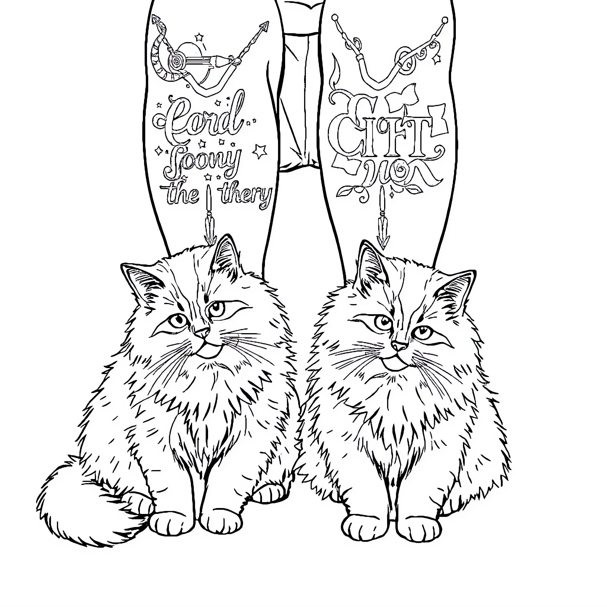 Cat friends enjoying the therapy Coloring Page (free black-and-white line drawing printable PDF for all, from beginners to advanced learners, including children, teens, adults, and seniors)