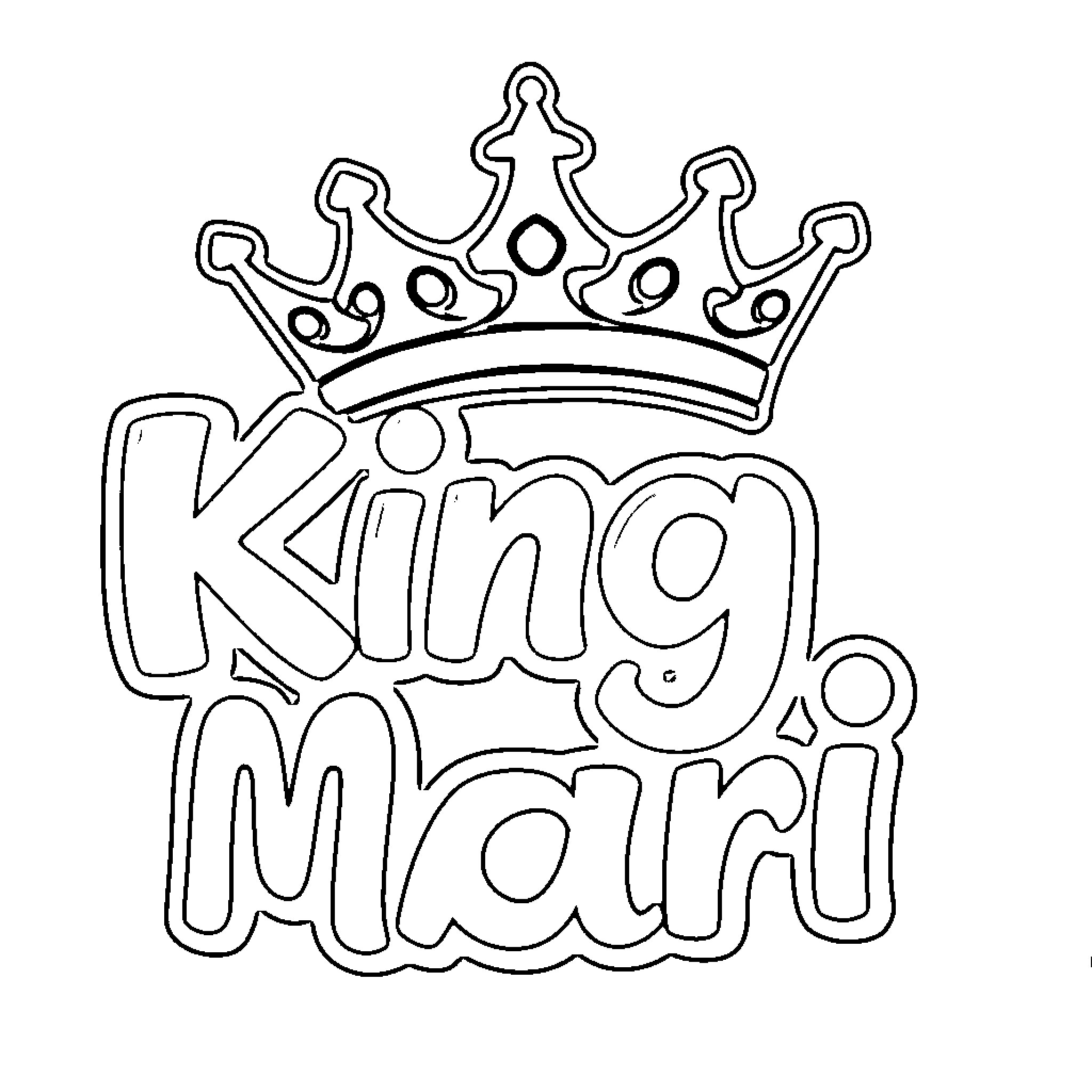 King Mari crowned with royal insignia Coloring Page (free black-and-white line drawing printable PDF for all, from beginners to advanced learners, including children, teens, adults, and seniors)