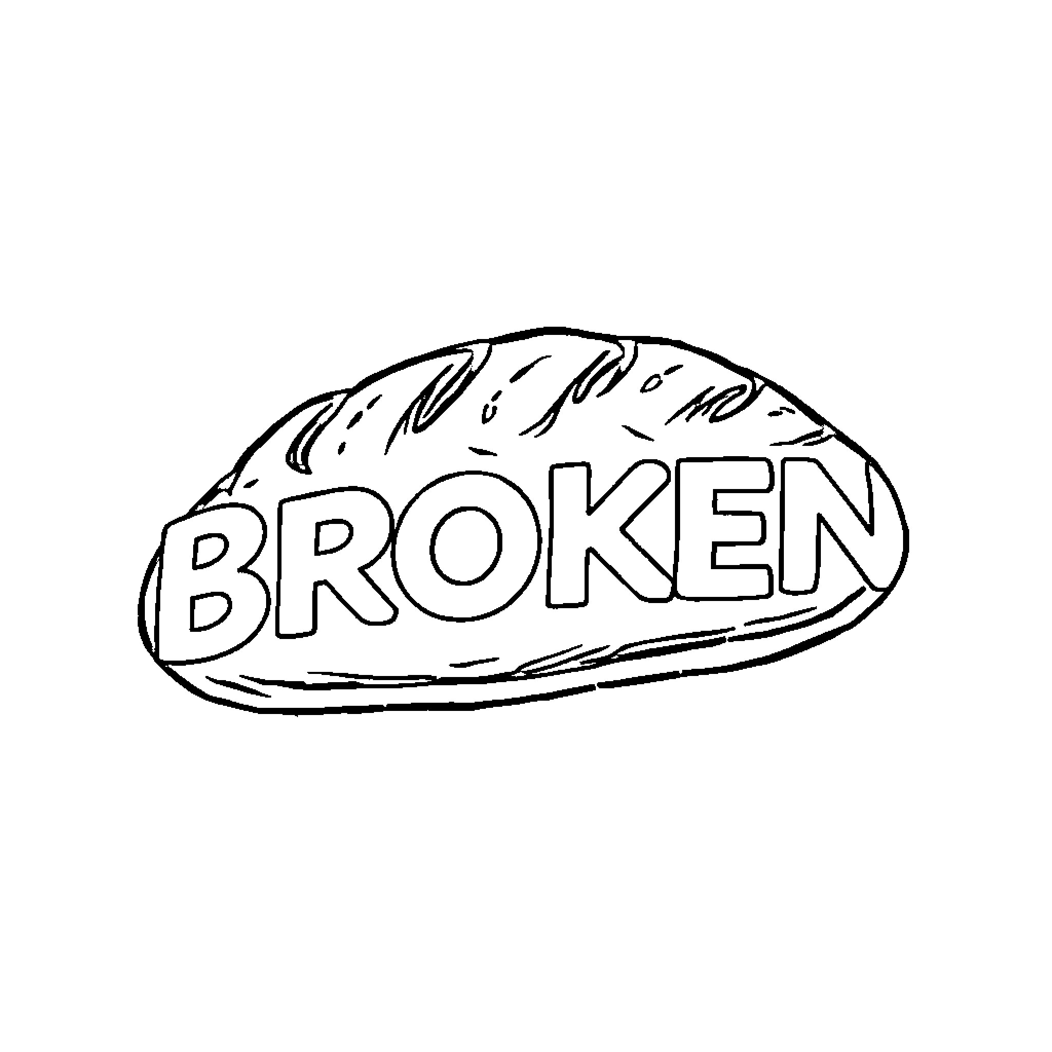 Bread with Broken Text Coloring Page (free black-and-white line drawing printable PDF for all, from beginners to advanced learners, including children, teens, adults, and seniors)