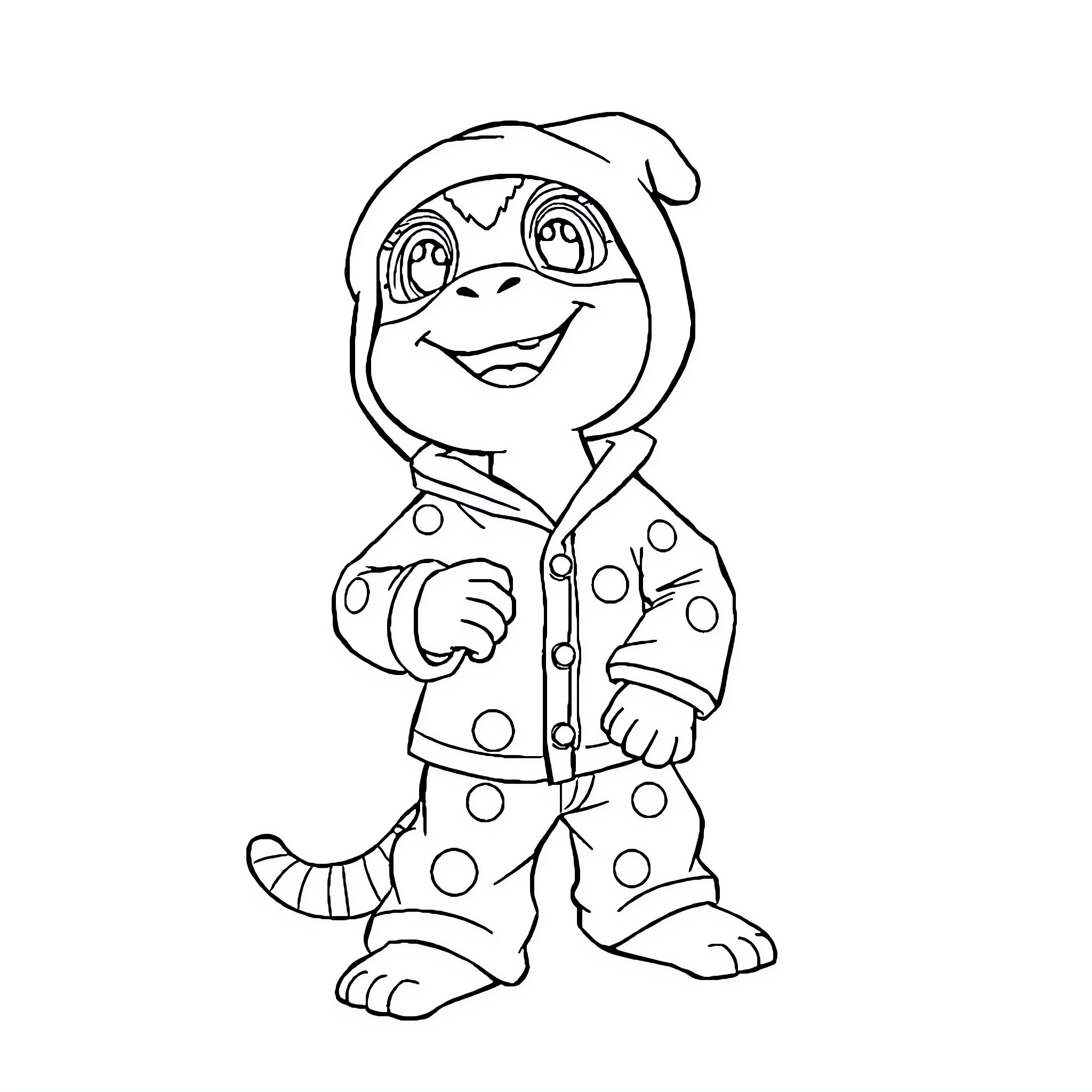 Patrouille of a cheerful polka dot creature Coloring Page (free black-and-white line drawing printable PDF for all, from beginners to advanced learners, including children, teens, adults, and seniors)