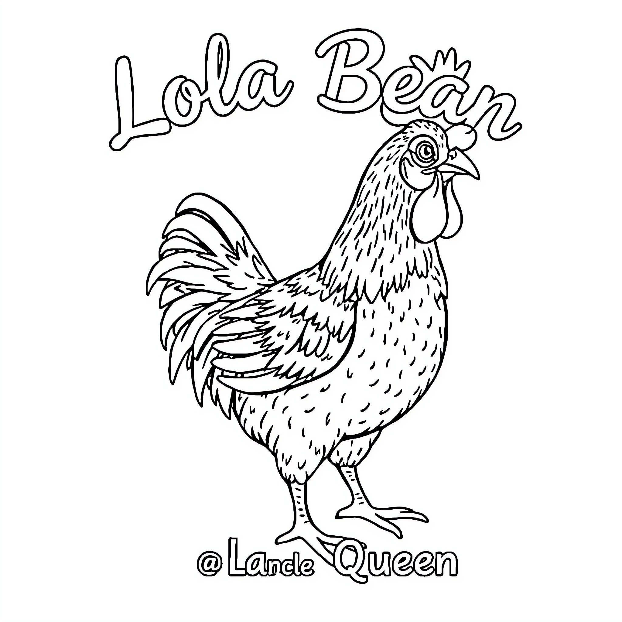 Lola Bean the Happy Chicken Coloring Page (free black-and-white line drawing printable PDF for all, from beginners to advanced learners, including children, teens, adults, and seniors)