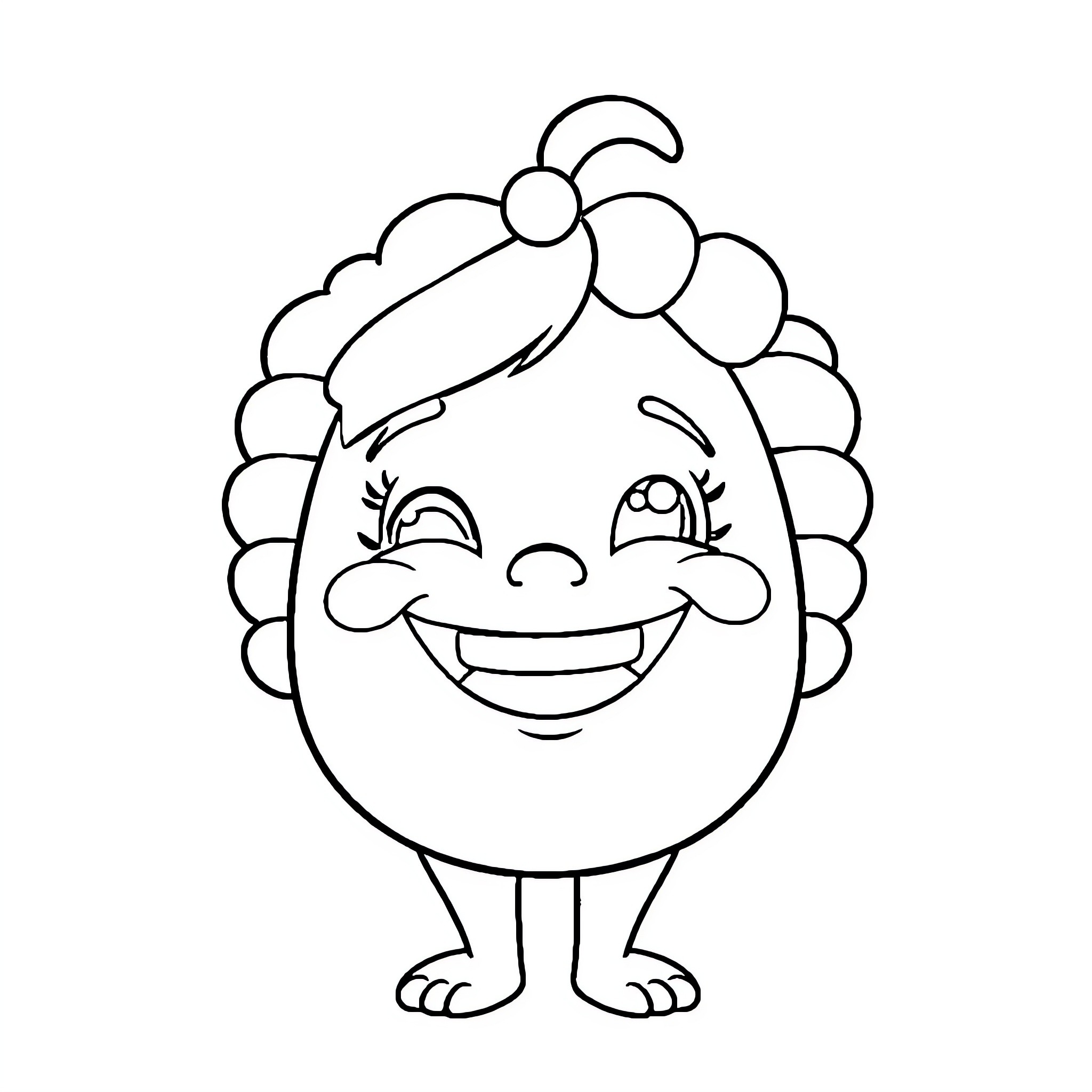 Bubu's Cheerful Facial Expression Coloring Page (free black-and-white line drawing printable PDF for all, from beginners to advanced learners, including children, teens, adults, and seniors)