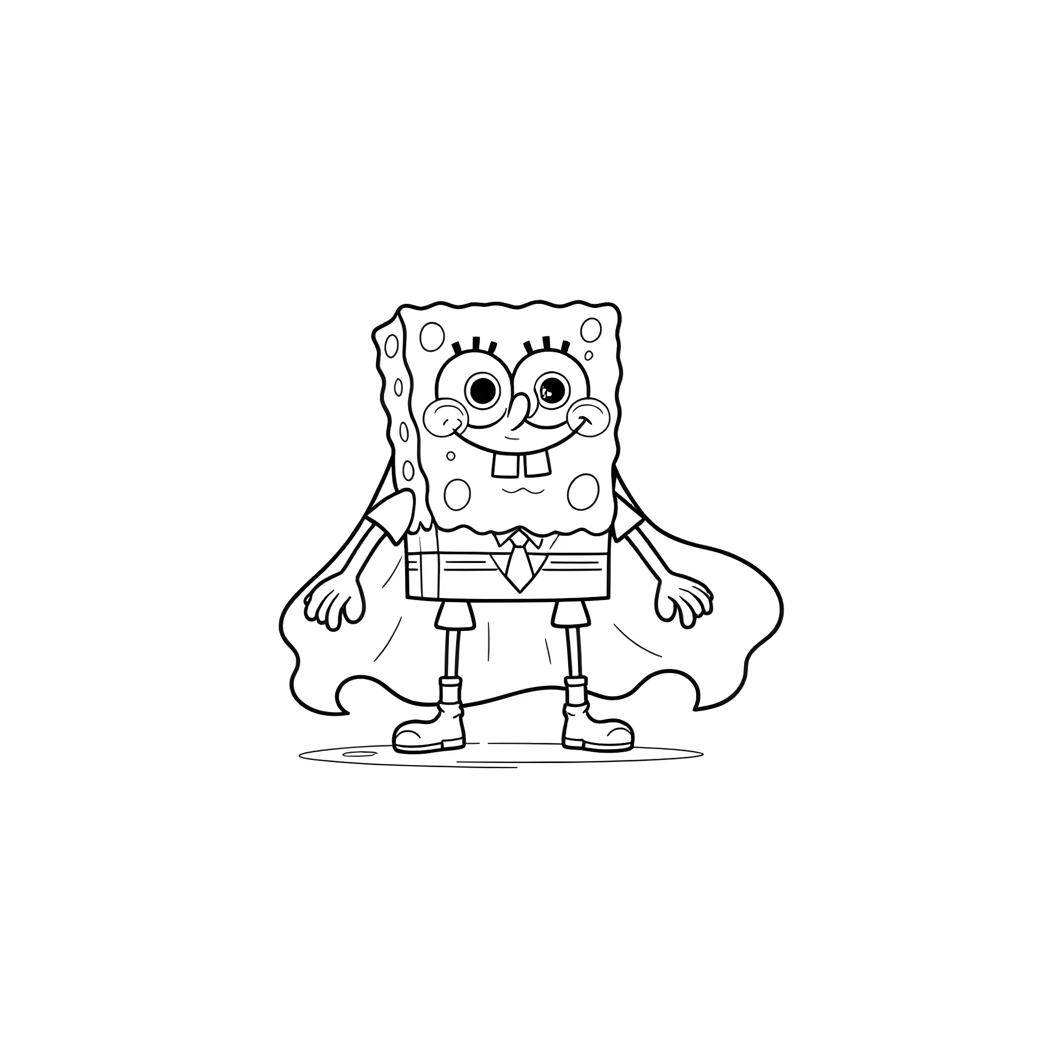 Spongebob being goofy and energetic Coloring Page (free black-and-white line drawing printable PDF for all, from beginners to advanced learners, including children, teens, adults, and seniors)