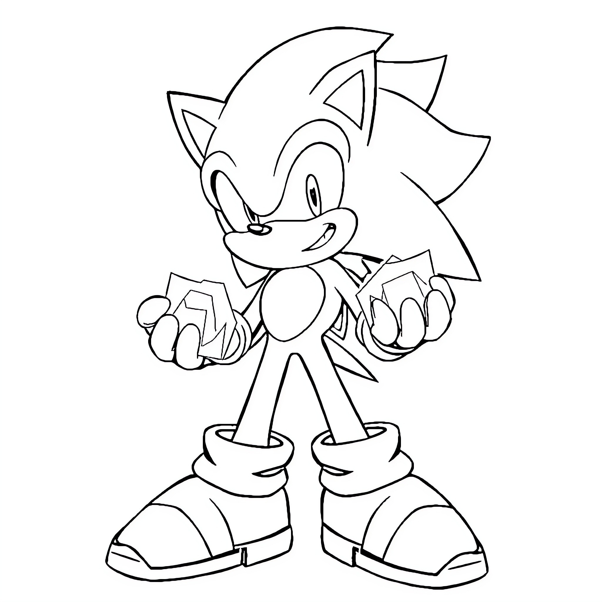 Sonic running with excitement and energy Coloring Page (free black-and-white line drawing printable PDF for all, from beginners to advanced learners, including children, teens, adults, and seniors)