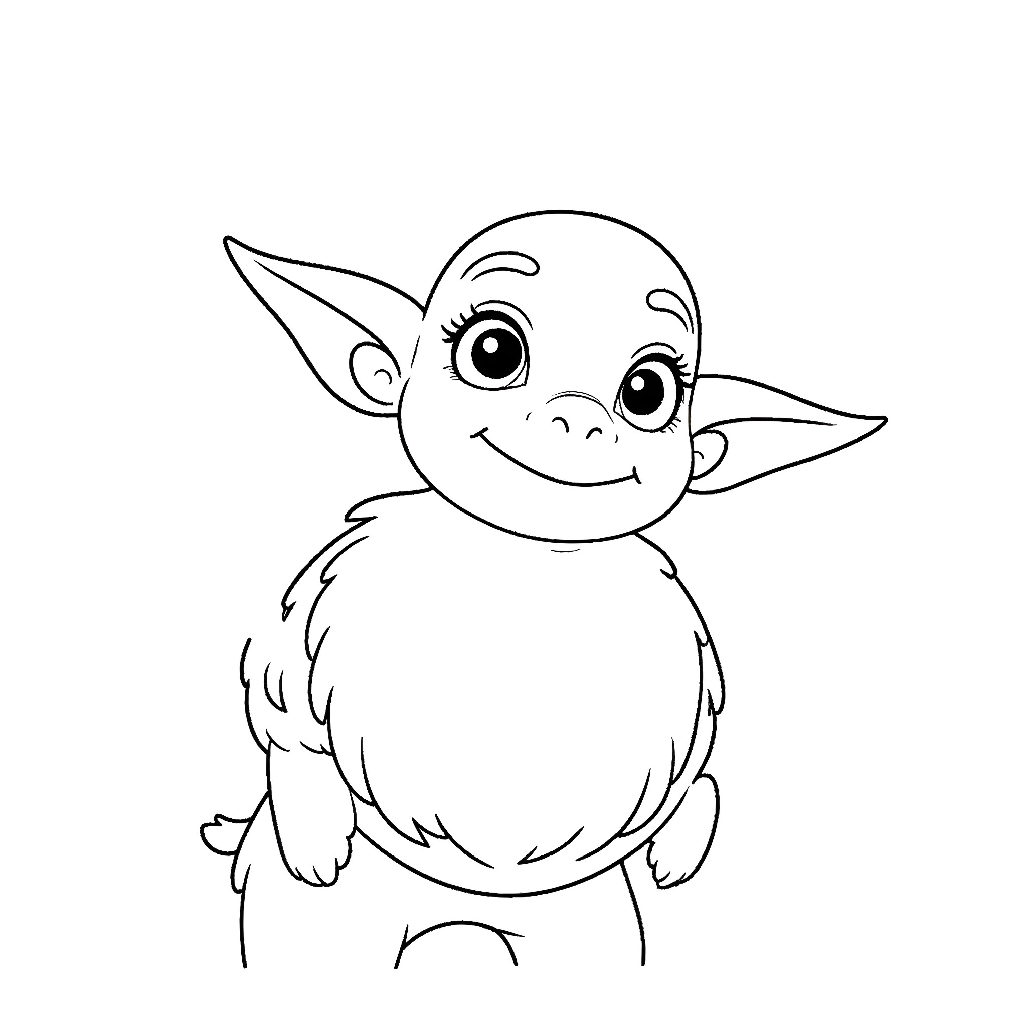 Smeagol's Happy Creature Adventure Coloring Page (free black-and-white line drawing printable PDF for all, from beginners to advanced learners, including children, teens, adults, and seniors)