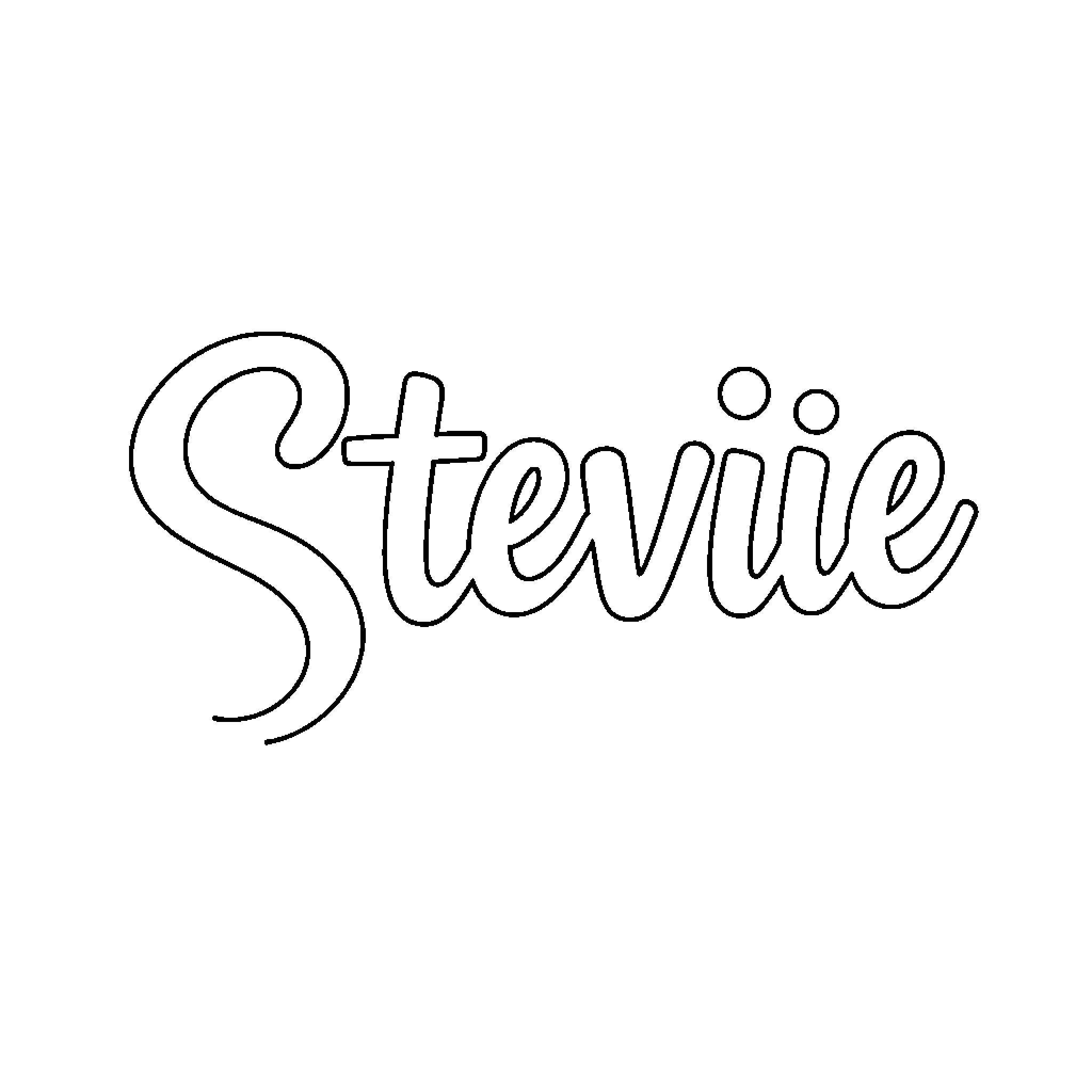 Stevie's name written in simple style Coloring Page (free black-and-white line drawing printable PDF for all, from beginners to advanced learners, including children, teens, adults, and seniors)