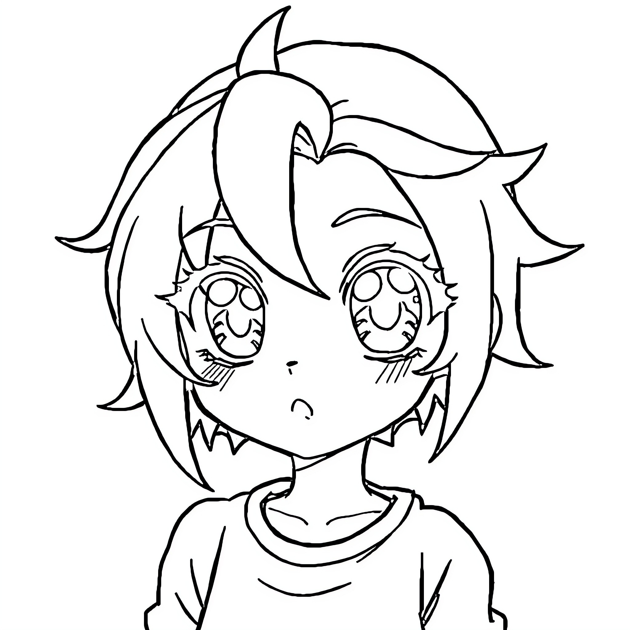 Anime Character with Expressive Face Coloring Page (free black-and-white line drawing printable PDF for all, from beginners to advanced learners, including children, teens, adults, and seniors)