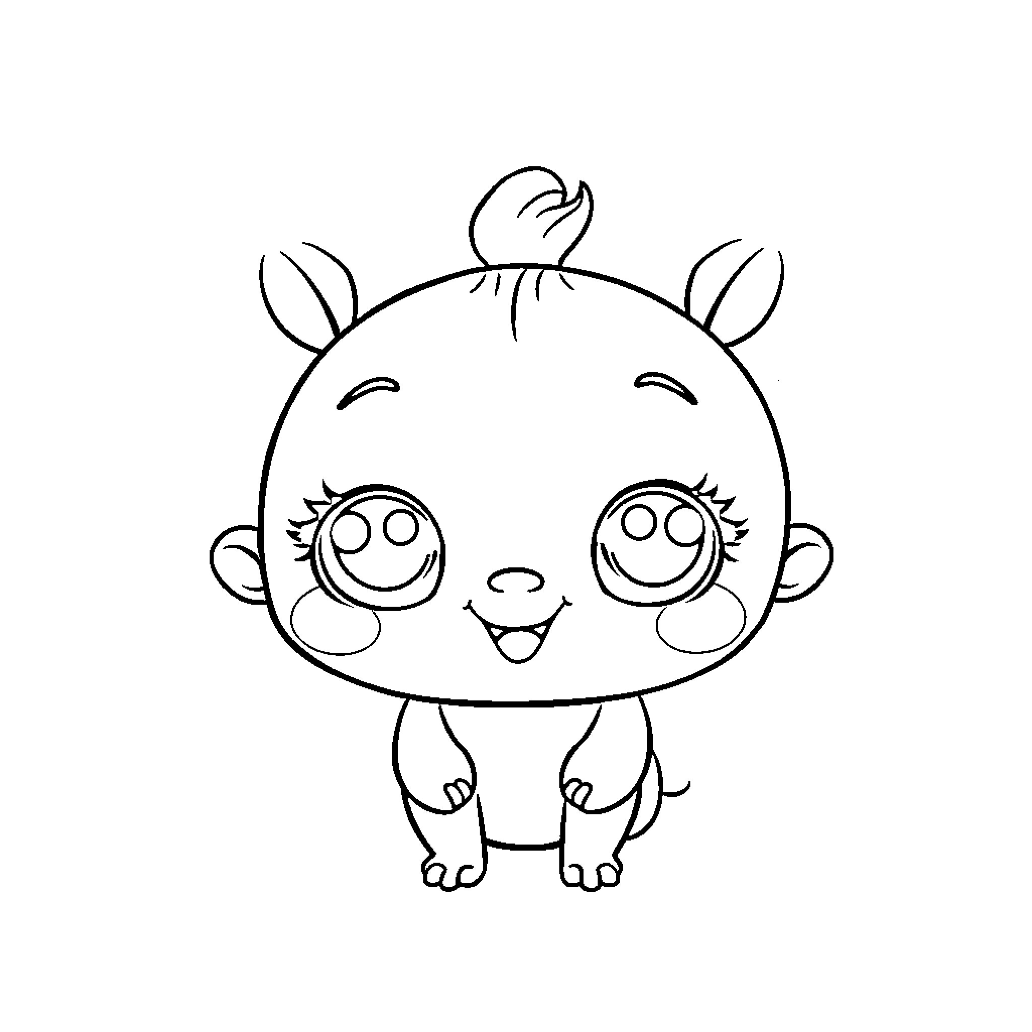 Labubu's Joyful Expression Coloring Page (free black-and-white line drawing printable PDF for all, from beginners to advanced learners, including children, teens, adults, and seniors)