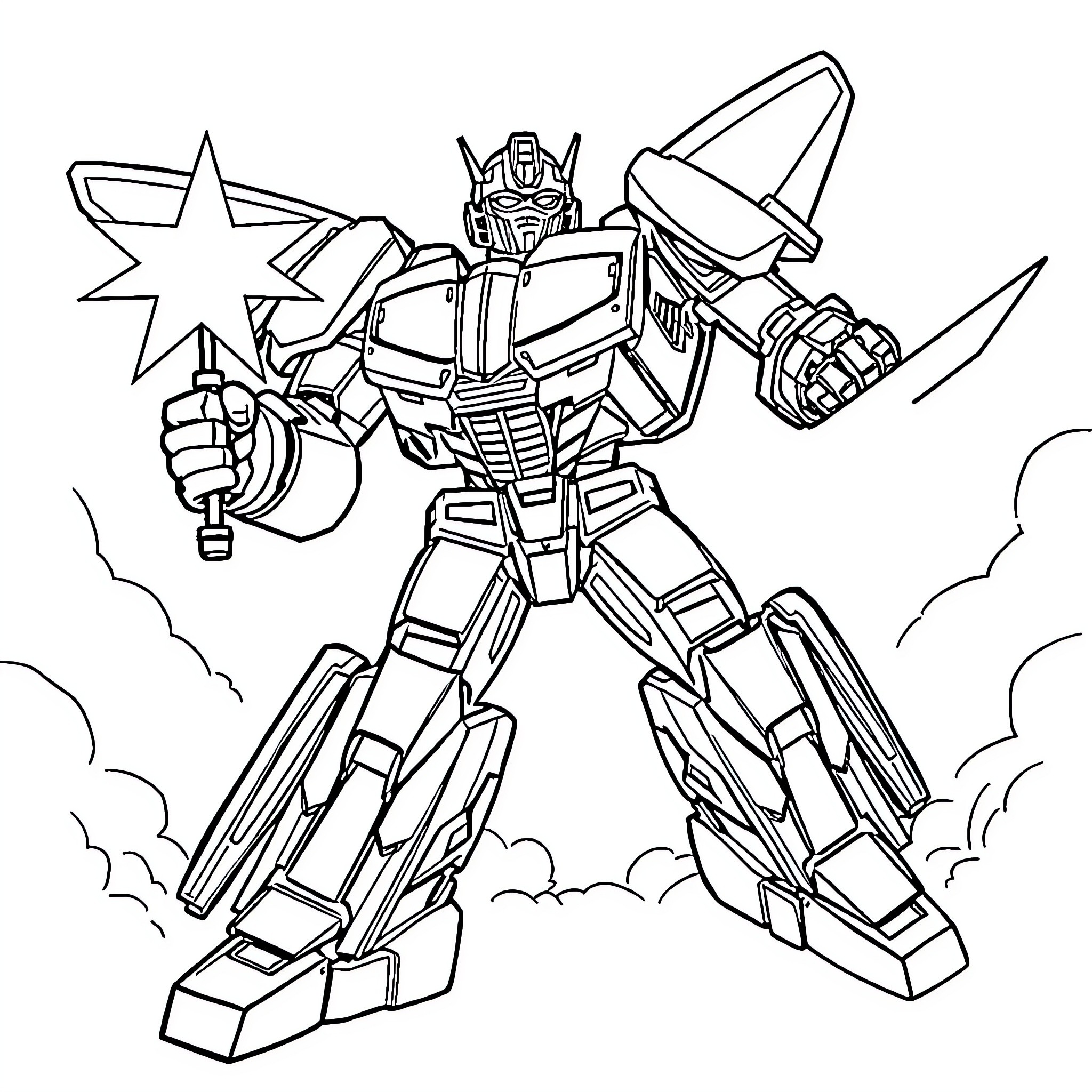 Bumblebee battles with heroic might Coloring Page (free black-and-white line drawing printable PDF for all, from beginners to advanced learners, including children, teens, adults, and seniors)