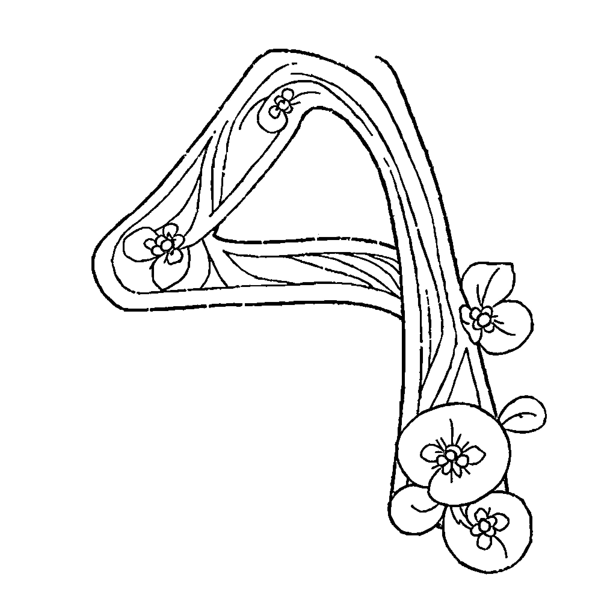 Number Floral Pattern Illustration Coloring Page (free black-and-white line drawing printable PDF for all, from beginners to advanced learners, including children, teens, adults, and seniors)